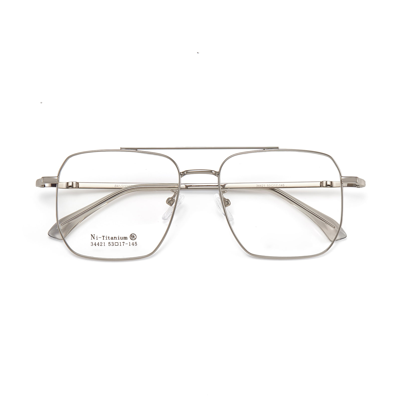 34421 Square Frame Double Beam Frosted Alloy Glasses