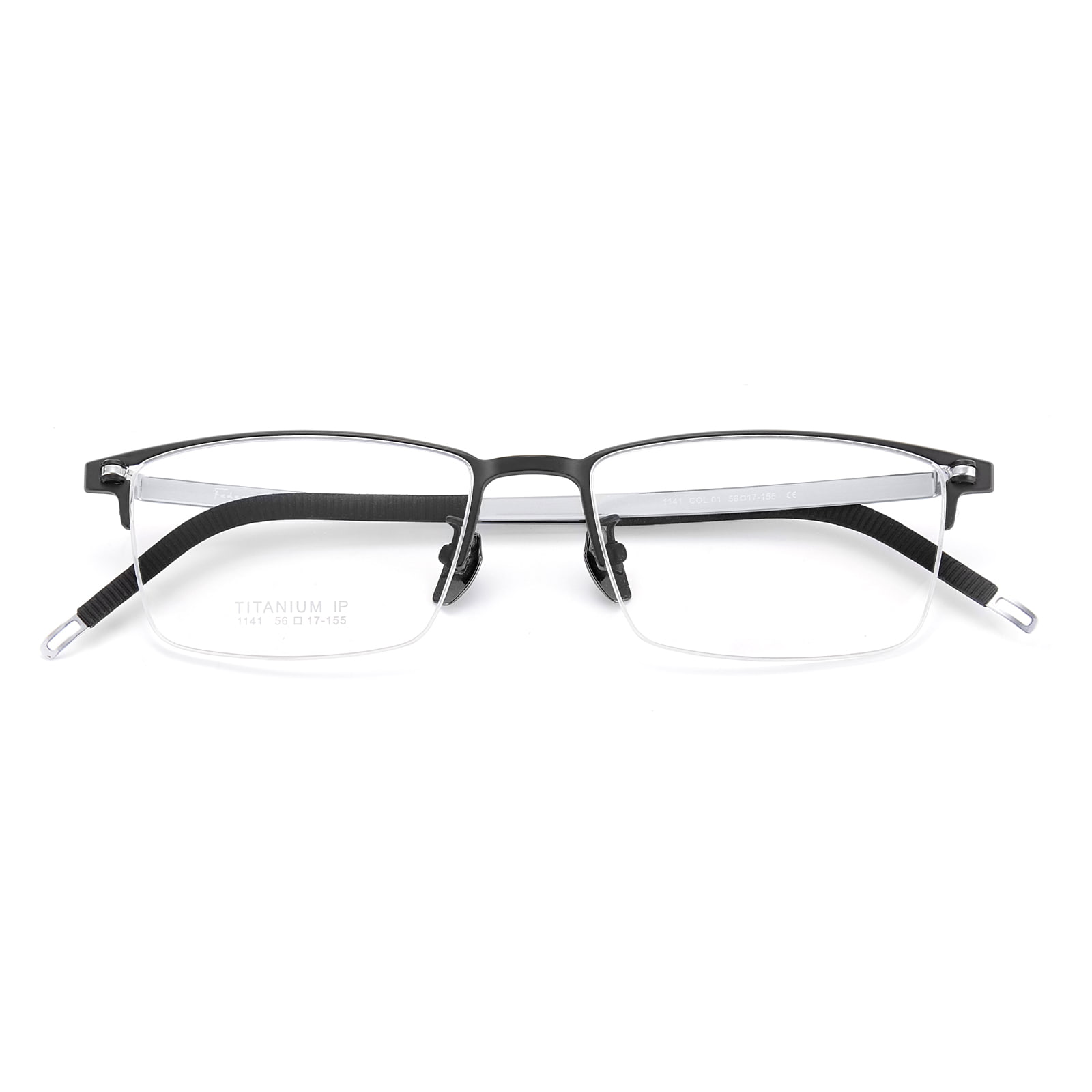 1141 Brushed Half Frame Non-Painted Pure Titanium Glasses