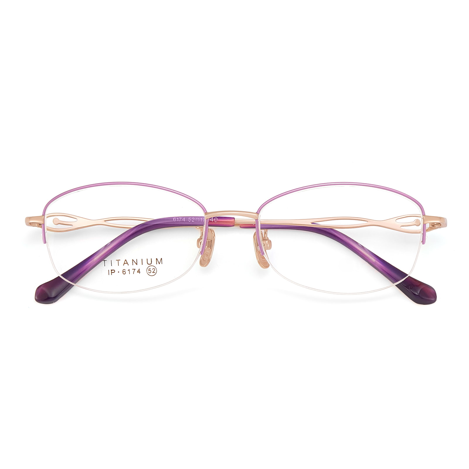 6174 Half-Frame Hollow Head Diamond Pure Titanium Glasses