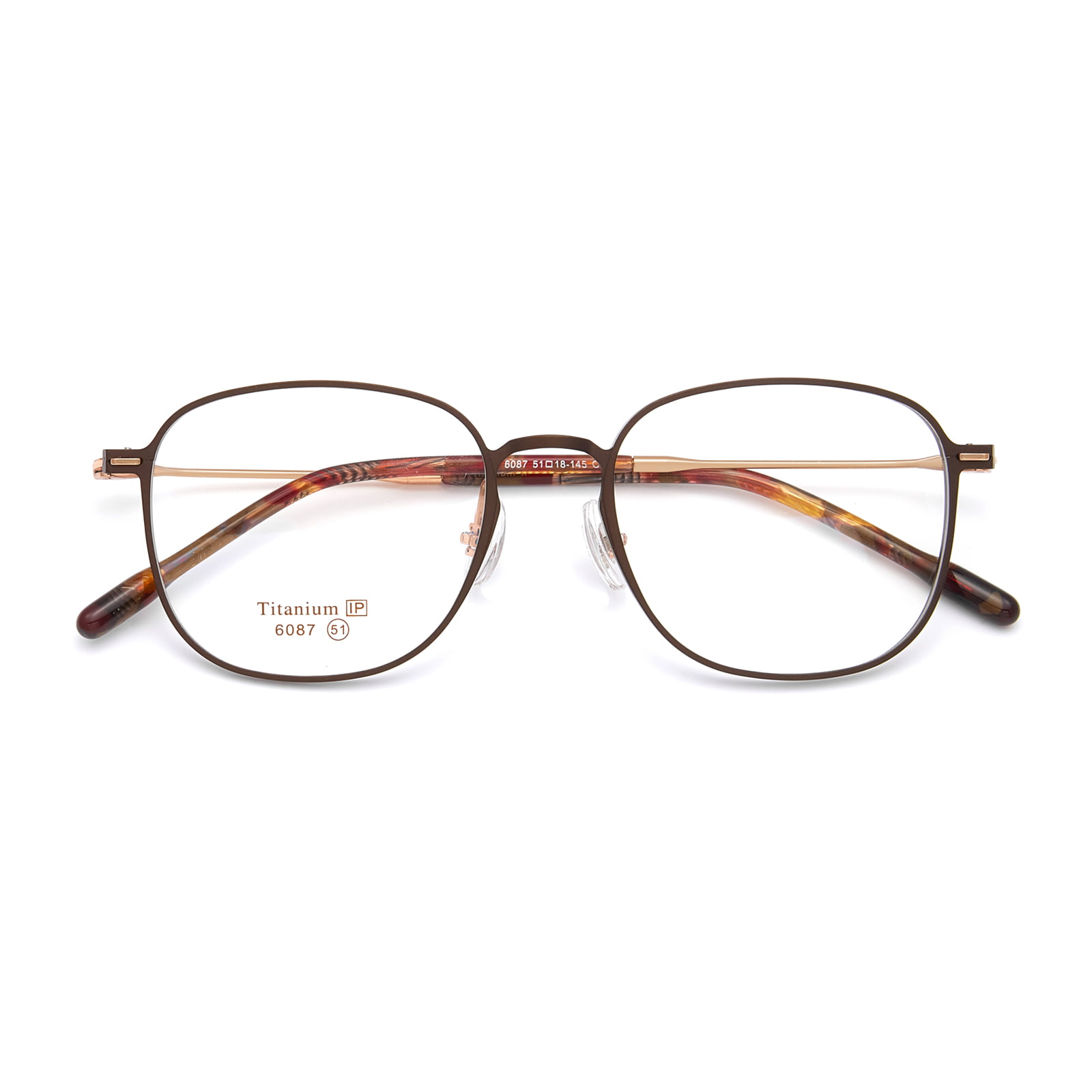 6087 Square Circle Embedded Pile Head Pure Titanium Glasses