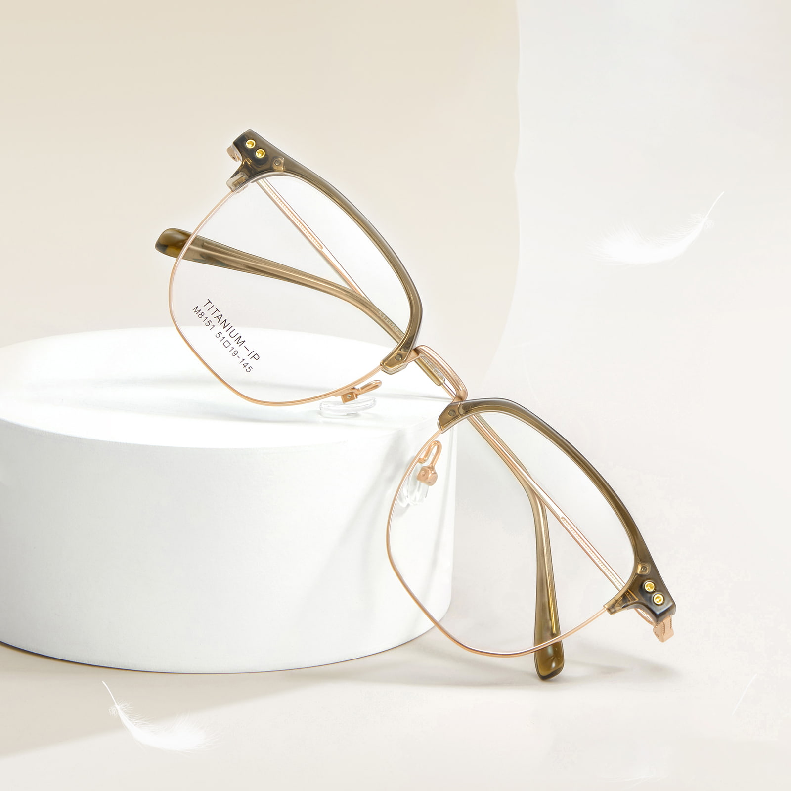 M8151 Square Circle Lightweight β Titanium Glasses