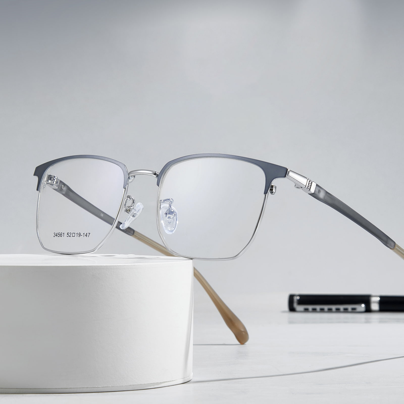 34561 Business Gentleman Silicone Temple Alloy Glasses