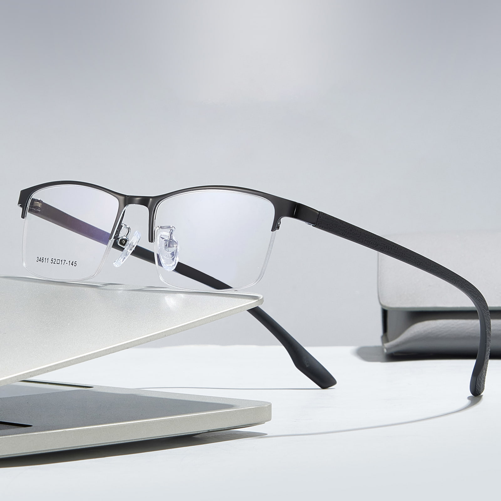 34611 Minimalist Half-Frame Hypoallergenic Alloy Glasses