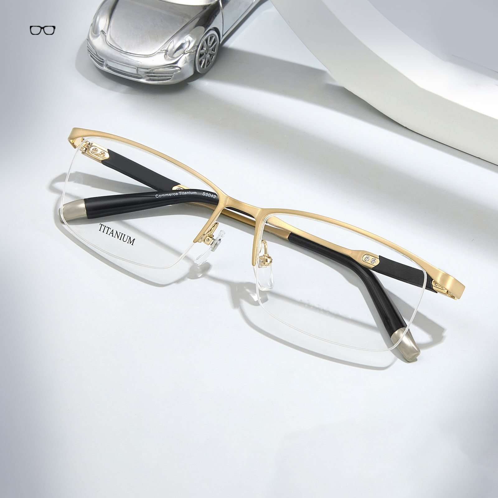 S9049 High-End Half-Frame Non-Deformable Pure Titanium Glasses