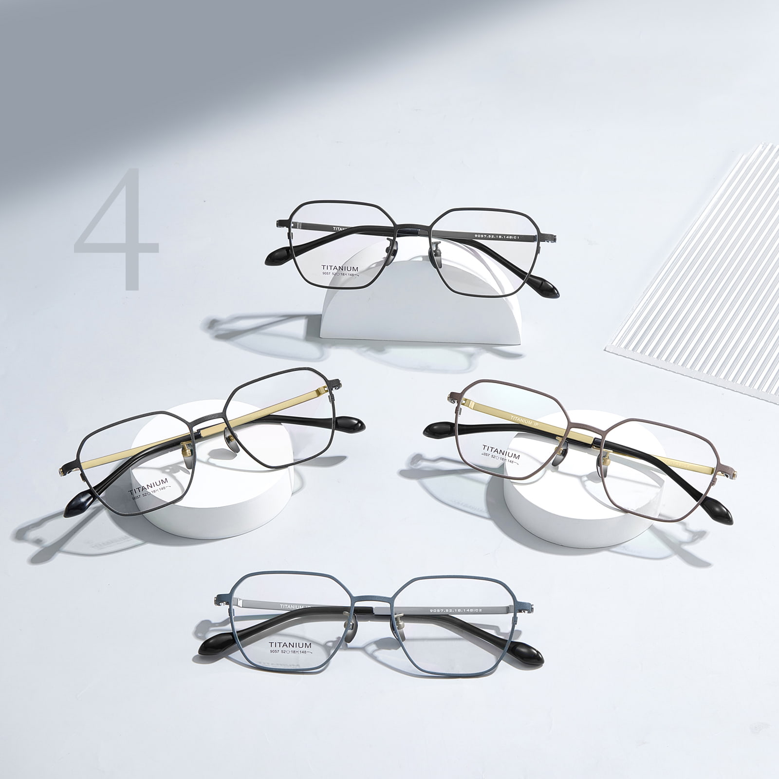 9057 Hexagonal Cut Personalized Pure Titanium Glasses