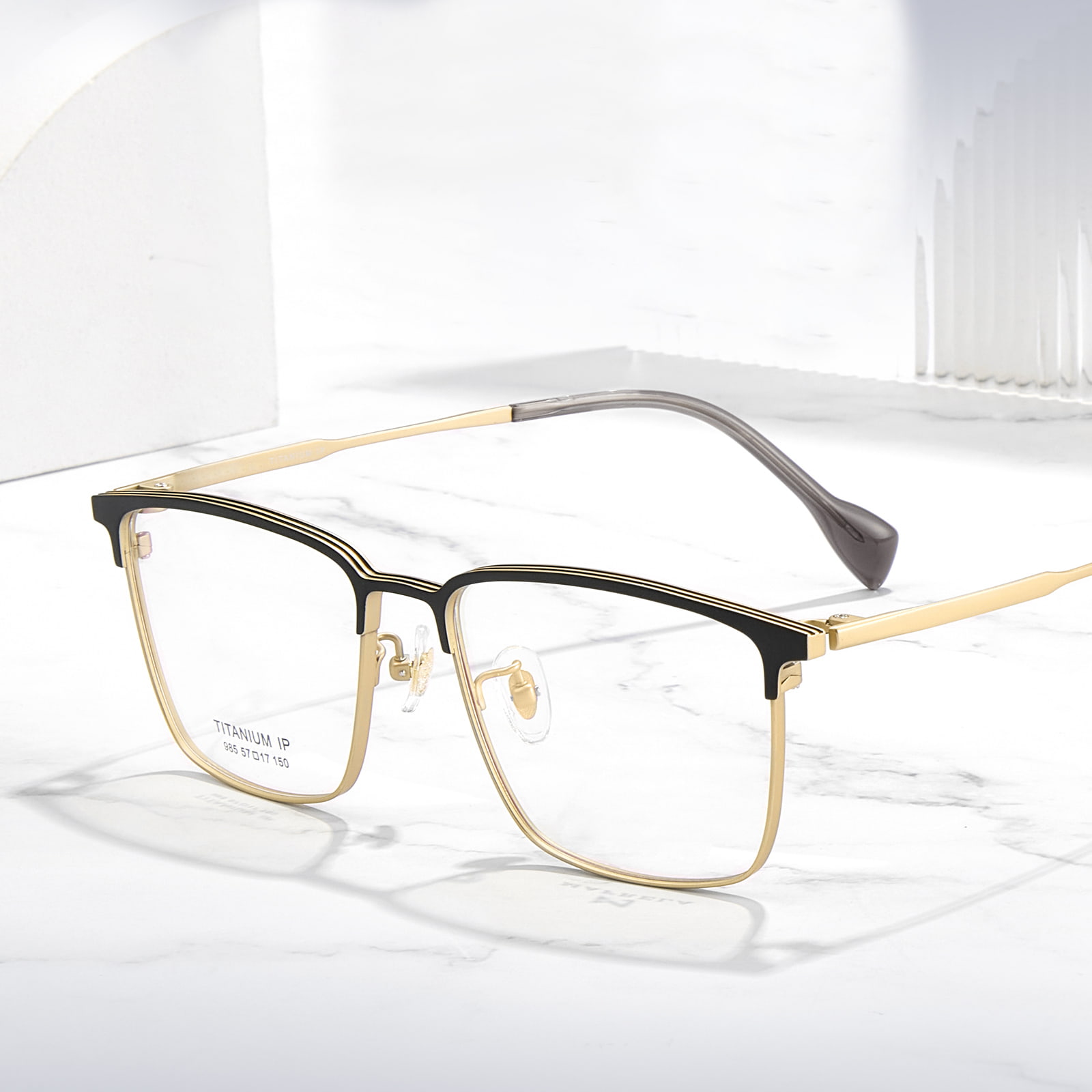 985 Thickened Eyebrow Line Electroplated Frame Pure Titanium Glasses