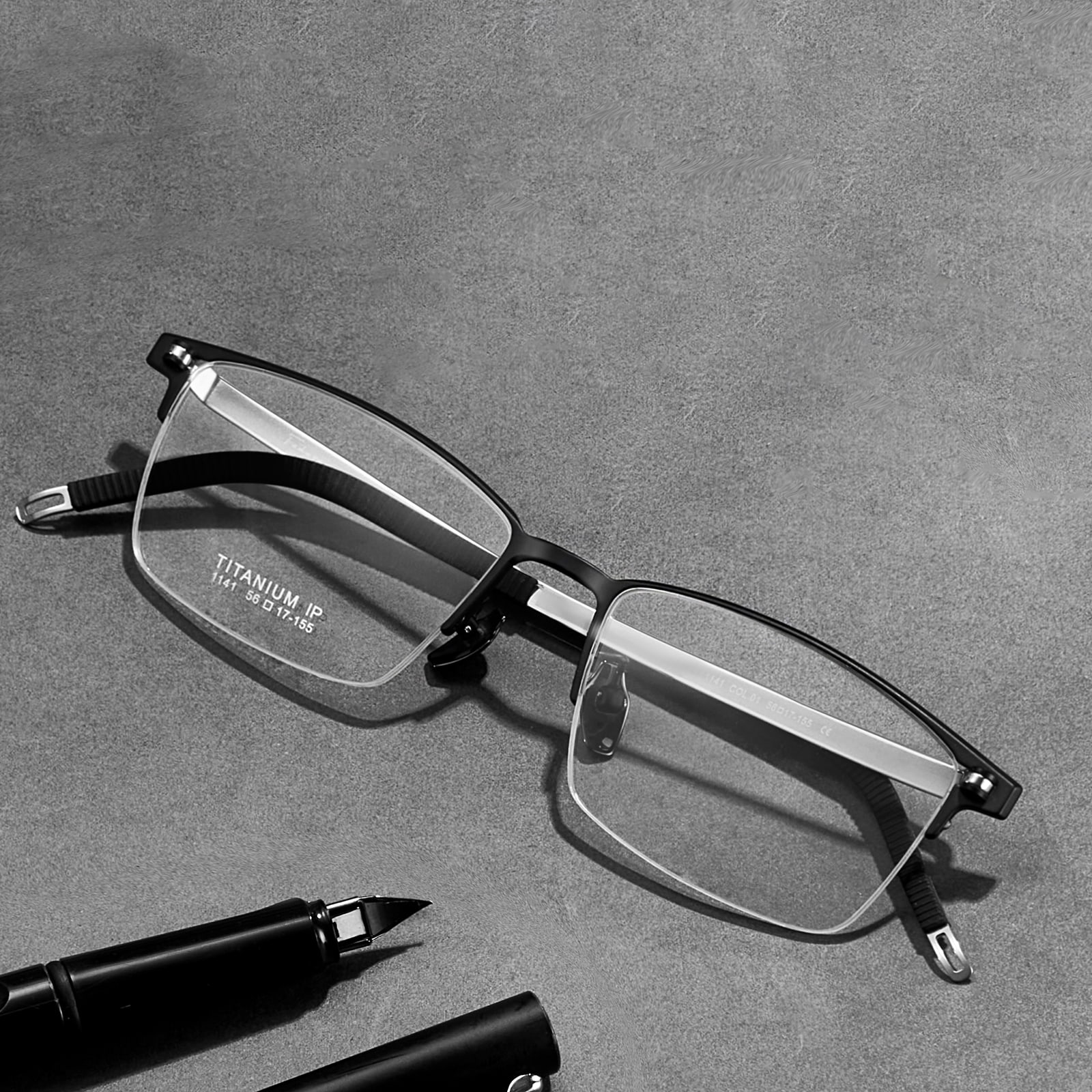 1141 Brushed Half Frame Non-Painted Pure Titanium Glasses