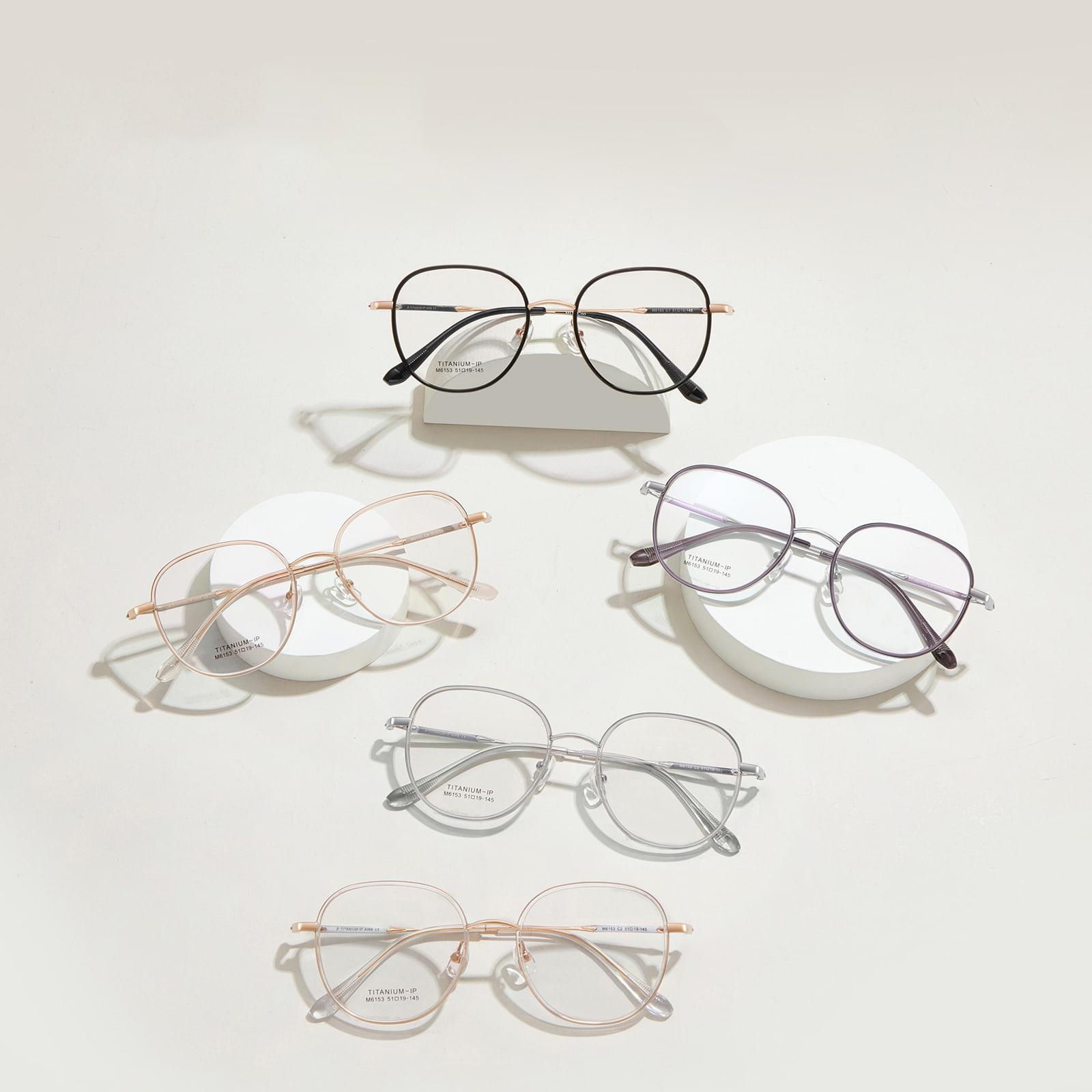 M6153 Round Frame Titanium Legs Metal Details Beta Titanium Glasses