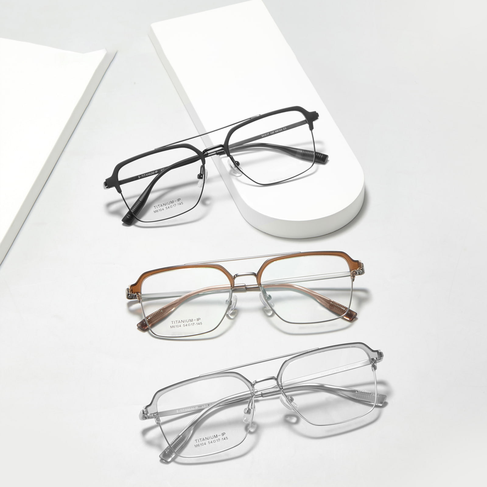 M6104 Double Beam Non-Fading Glossy β Titanium Glasses