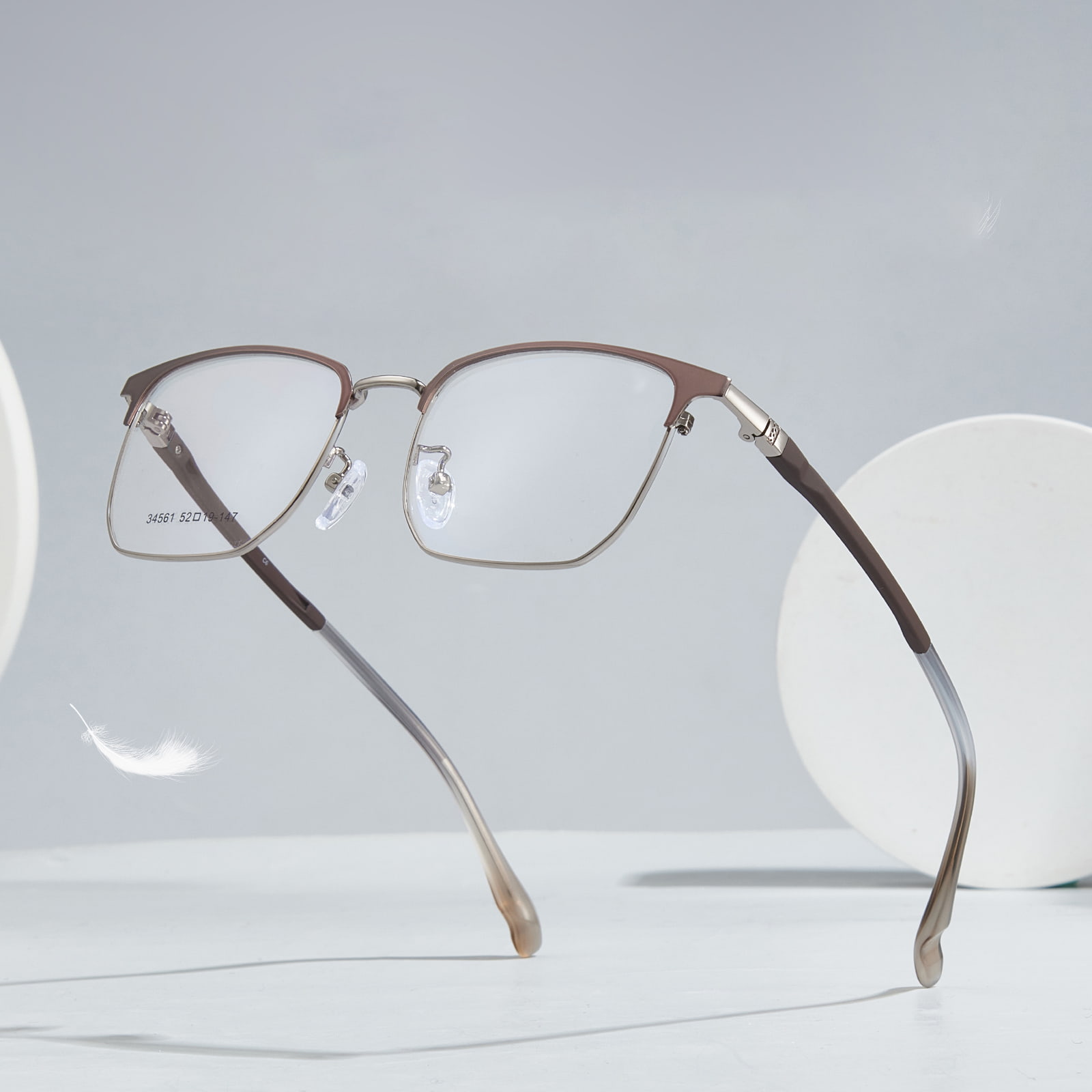34561 Business Gentleman Silicone Temple Alloy Glasses