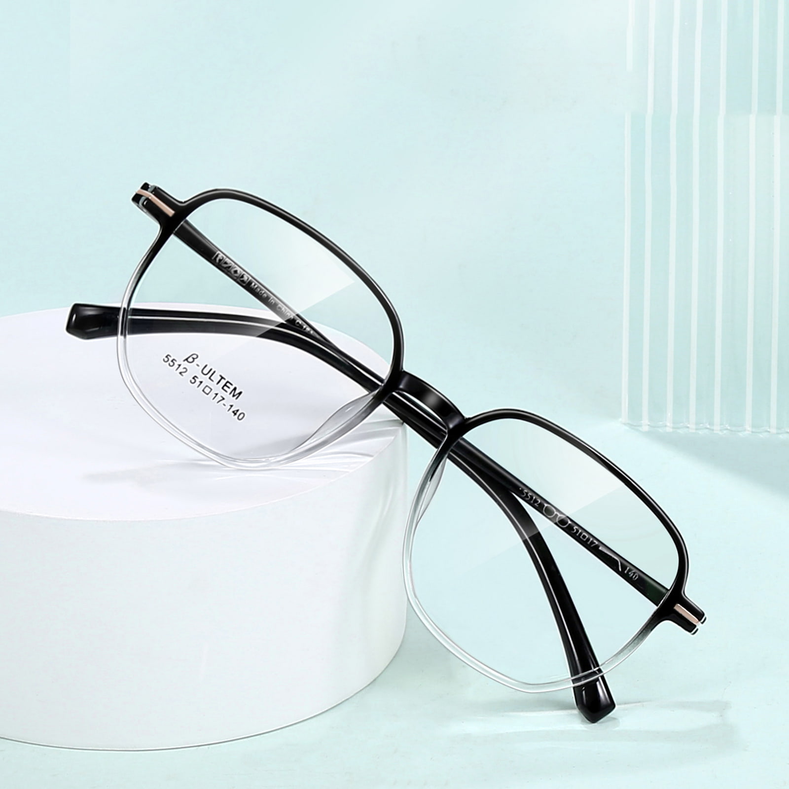 5512 Black Gradient White Square Frame Tungsten Titanium Plastic Steel TR90 Glasses