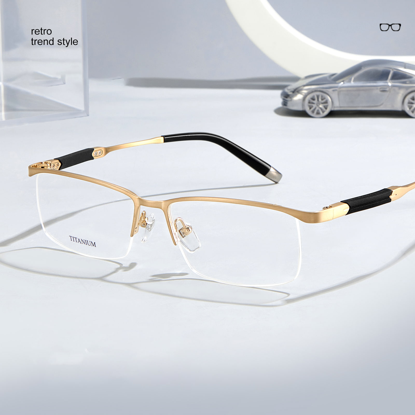 S9049 High-End Half-Frame Non-Deformable Pure Titanium Glasses
