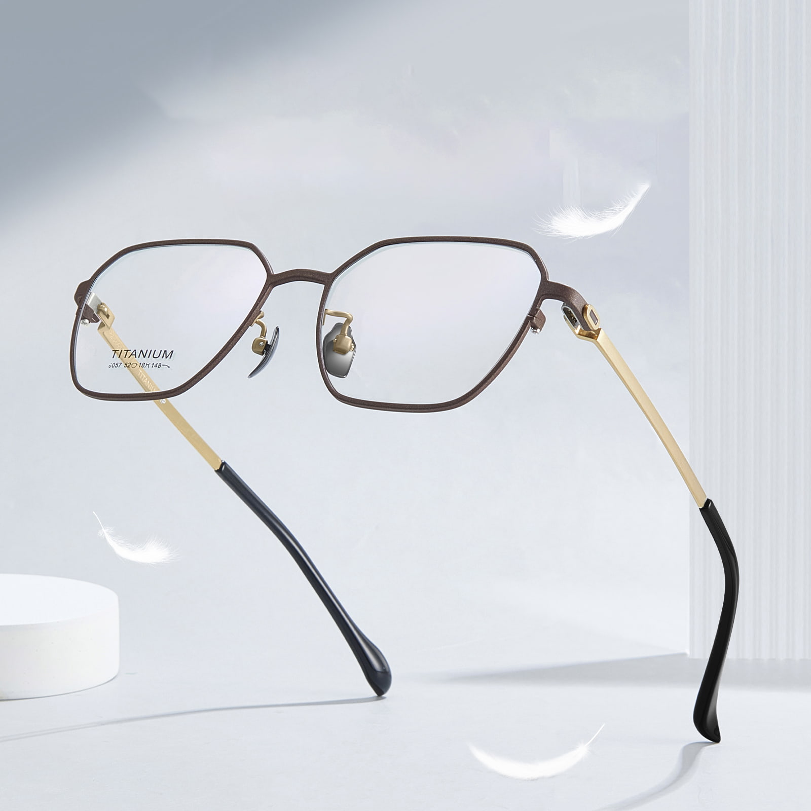 9057 Hexagonal Cut Personalized Pure Titanium Glasses