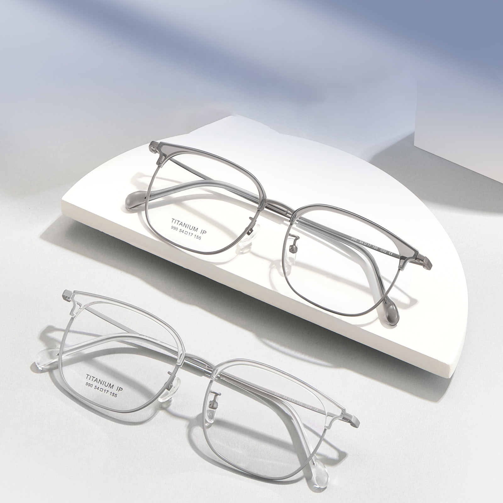 990 Eyebrow Frame Commuting Sweat-Resistant Pure Titanium Glasses