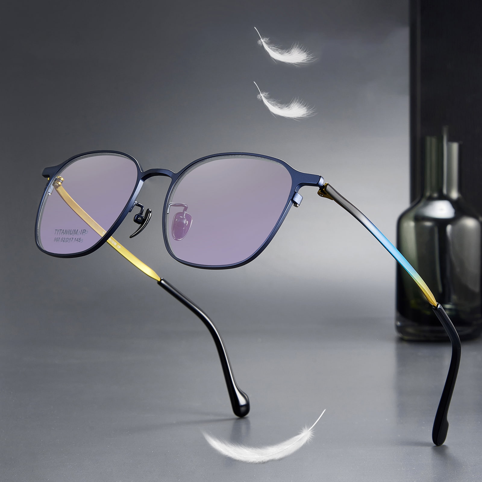 987 Simple Gradient Color Temples Pure Titanium Glasses