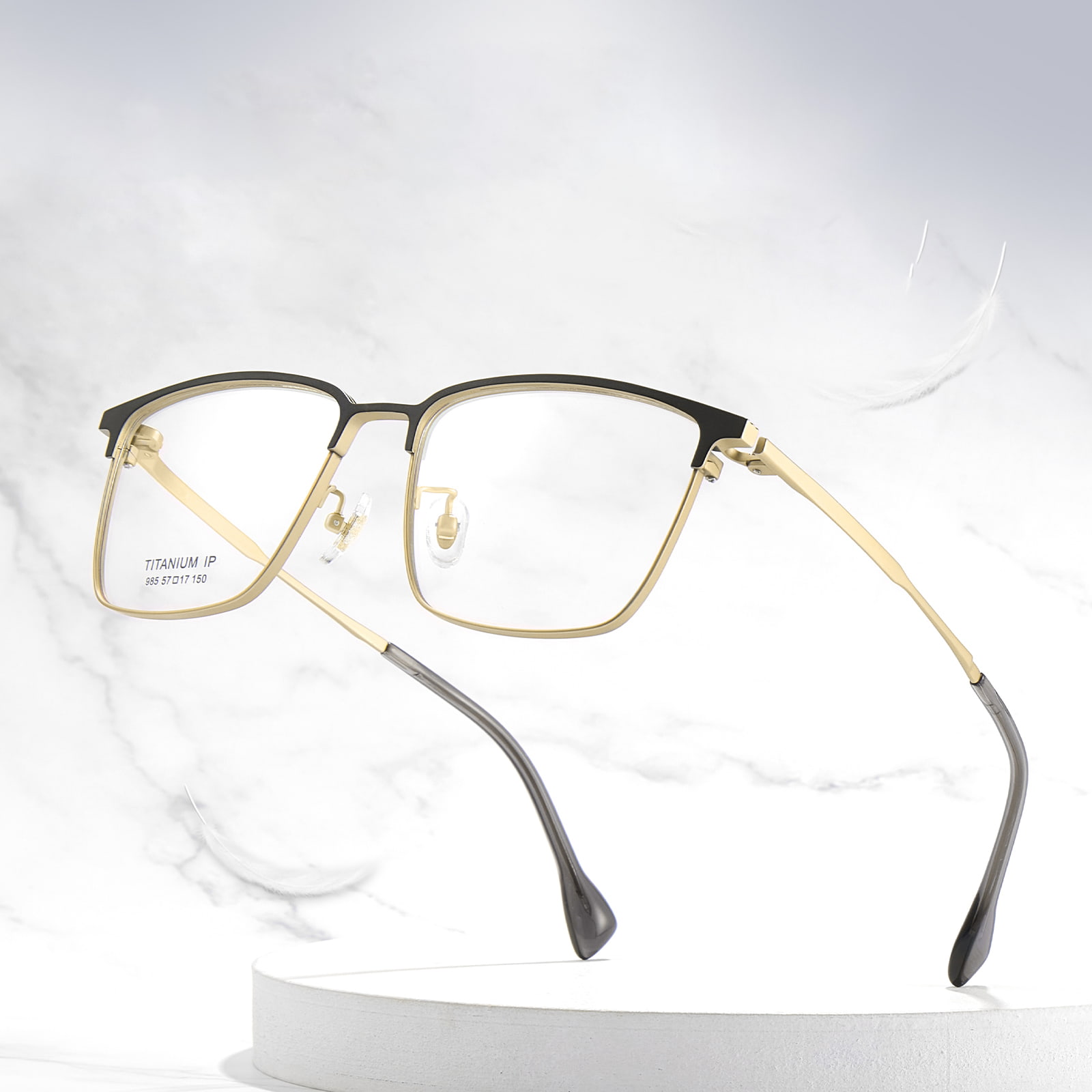 985 Thickened Eyebrow Line Electroplated Frame Pure Titanium Glasses