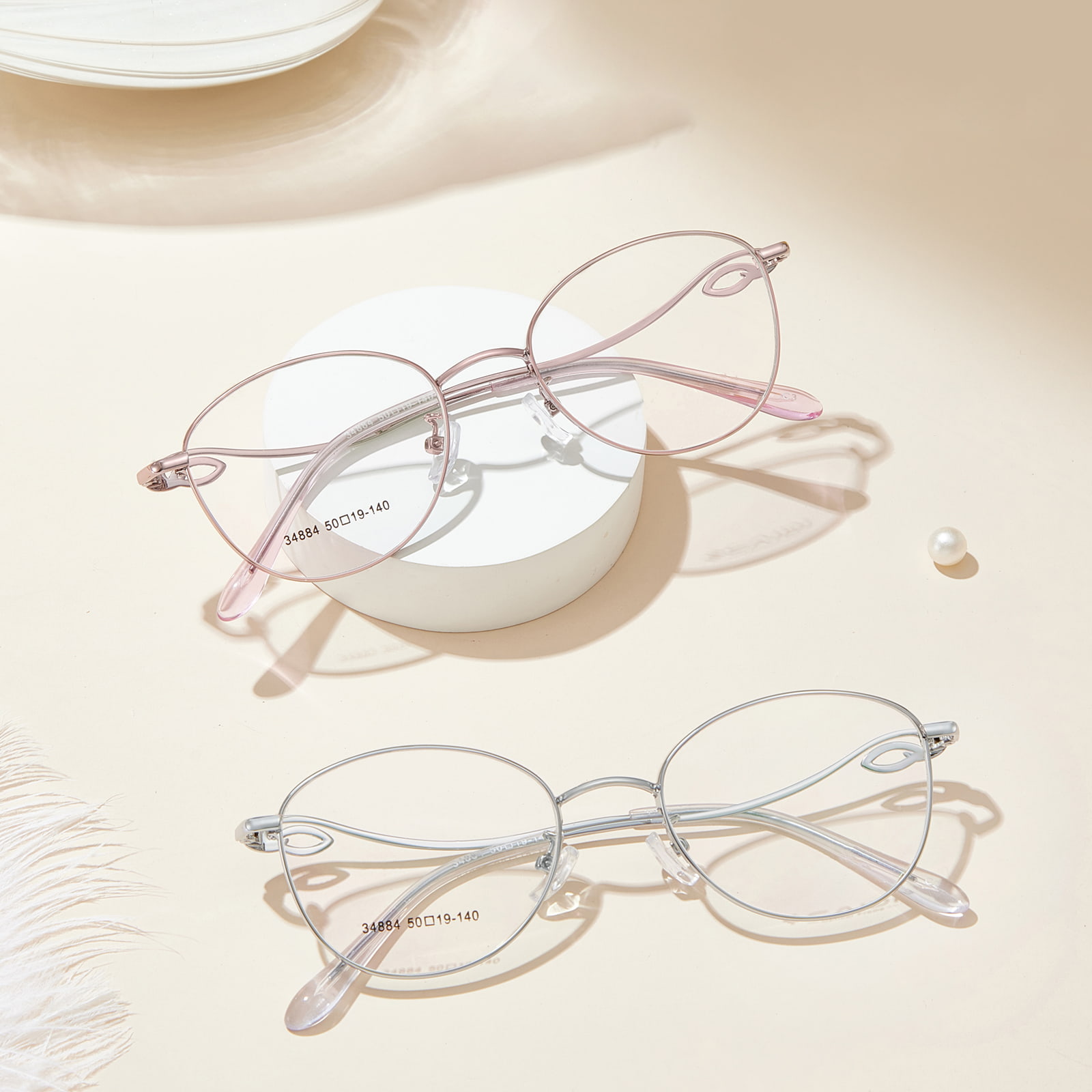 34884 Gentle Double-Sided Carved Alloy Glasses