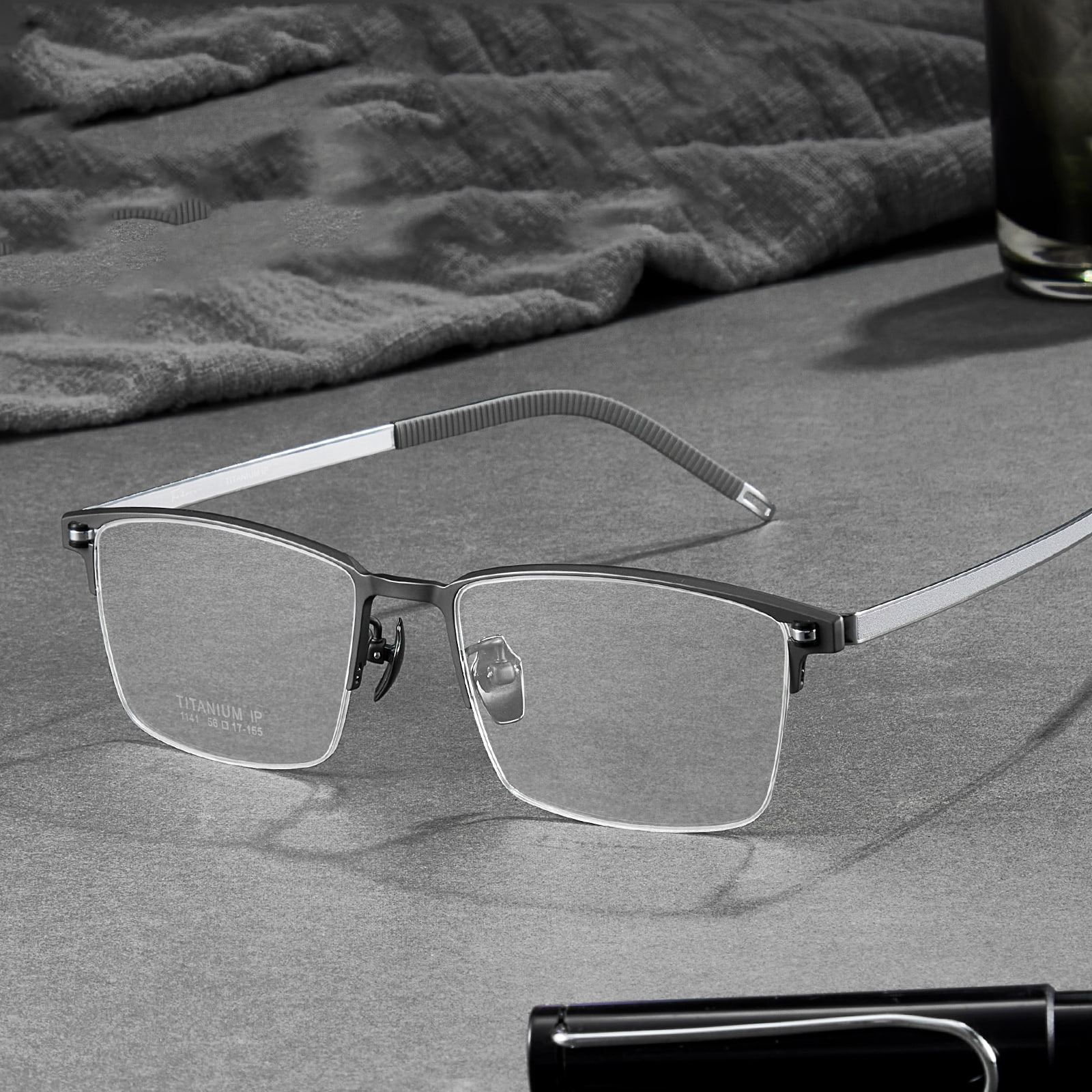 1141 Brushed Half Frame Non-Painted Pure Titanium Glasses