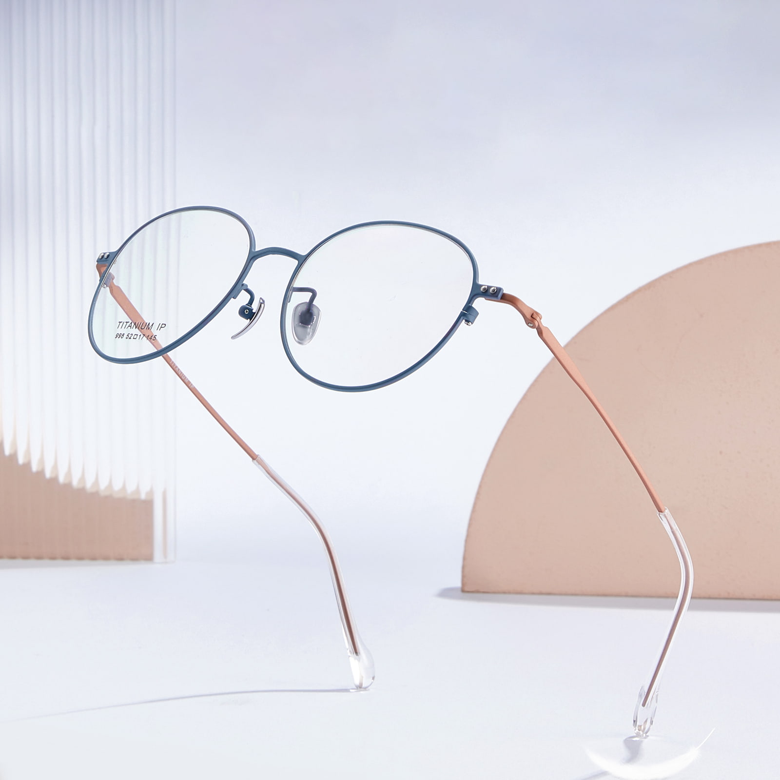 998 Ultra-Thin Frame Crystal Plate Foot Cover Pure Titanium Glasses
