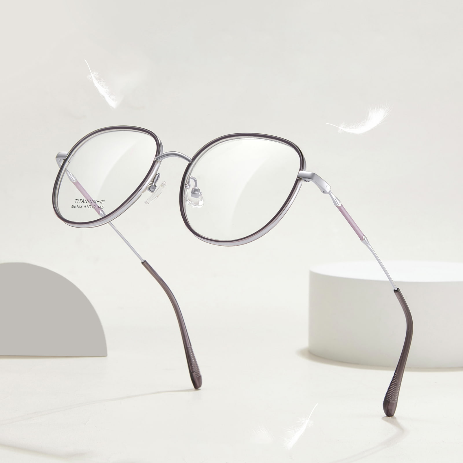 M6153 Round Frame Titanium Legs Metal Details Beta Titanium Glasses