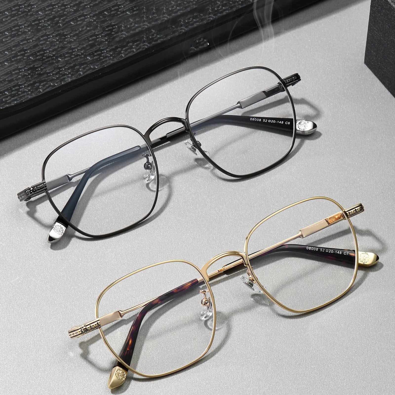 08008 Unique Old Brushed Alloy Glasses