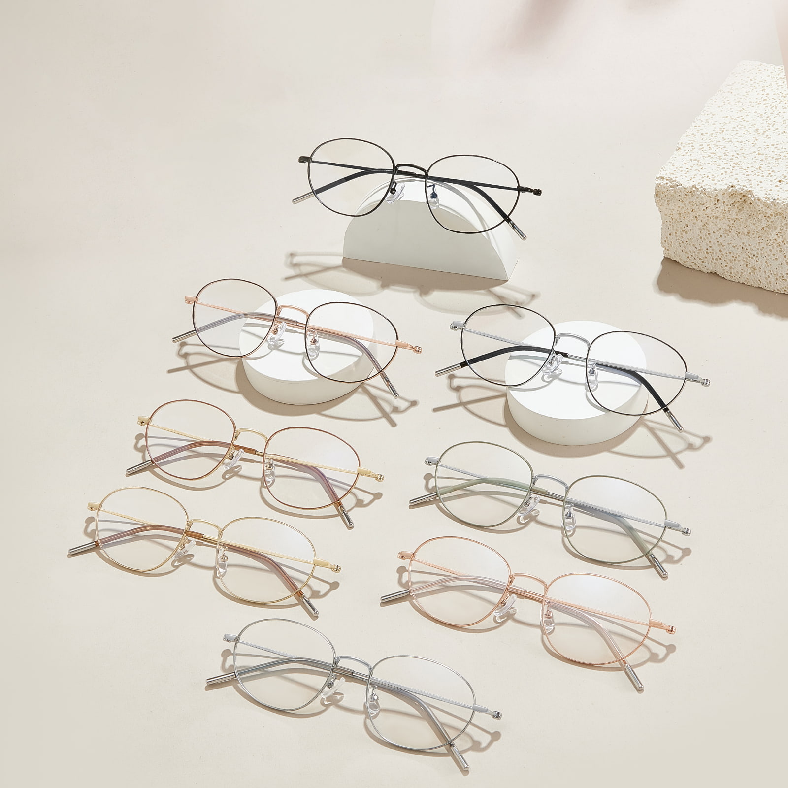 58161 Asymmetric Narrow Frame Skin-Friendly Alloy Glasses
