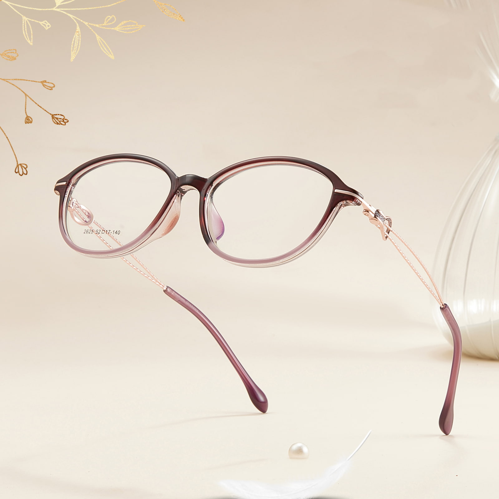 2625 Sweat-Resistant Glitter Inlaid TR90 Glasses