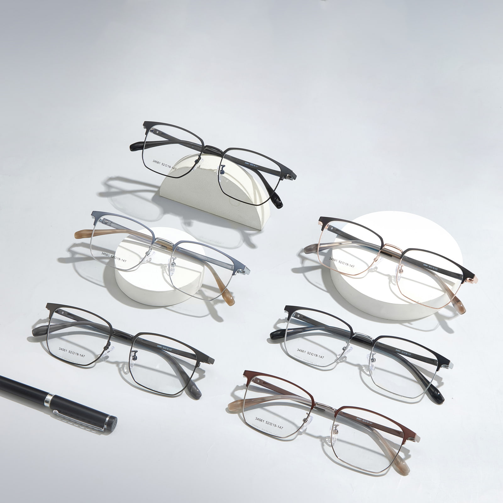 34561 Business Gentleman Silicone Temple Alloy Glasses