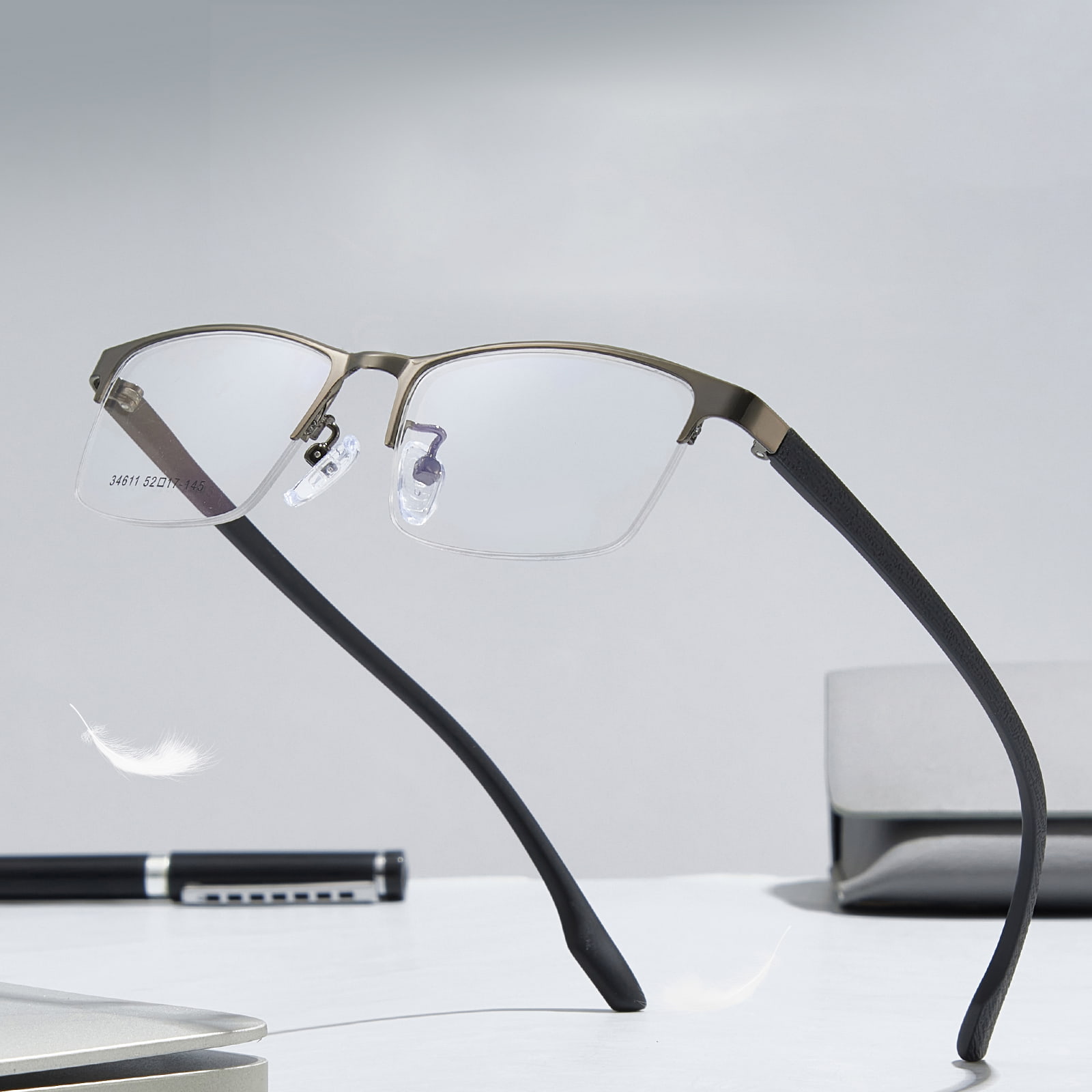 34611 Minimalist Half-Frame Hypoallergenic Alloy Glasses