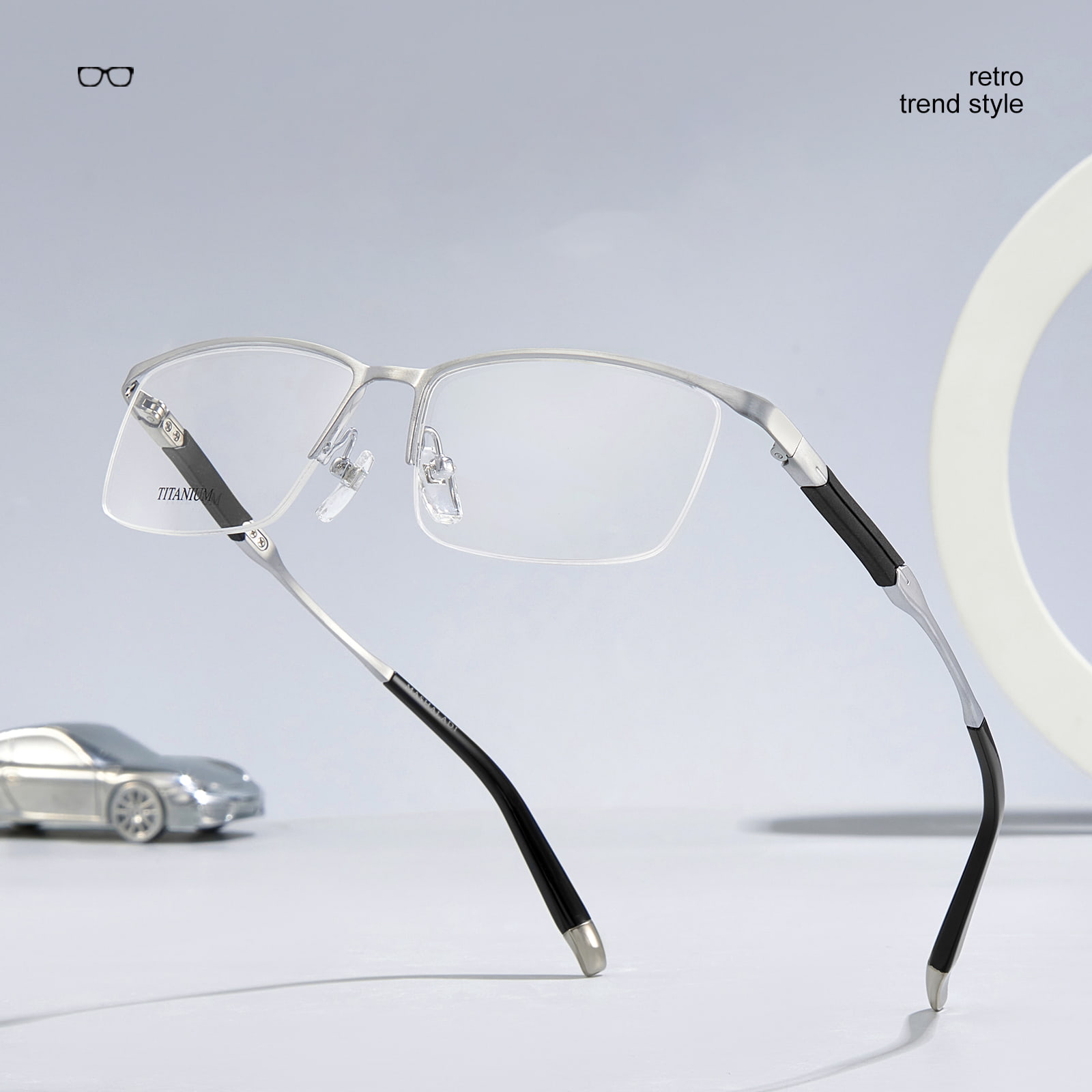 S9049 High-End Half-Frame Non-Deformable Pure Titanium Glasses