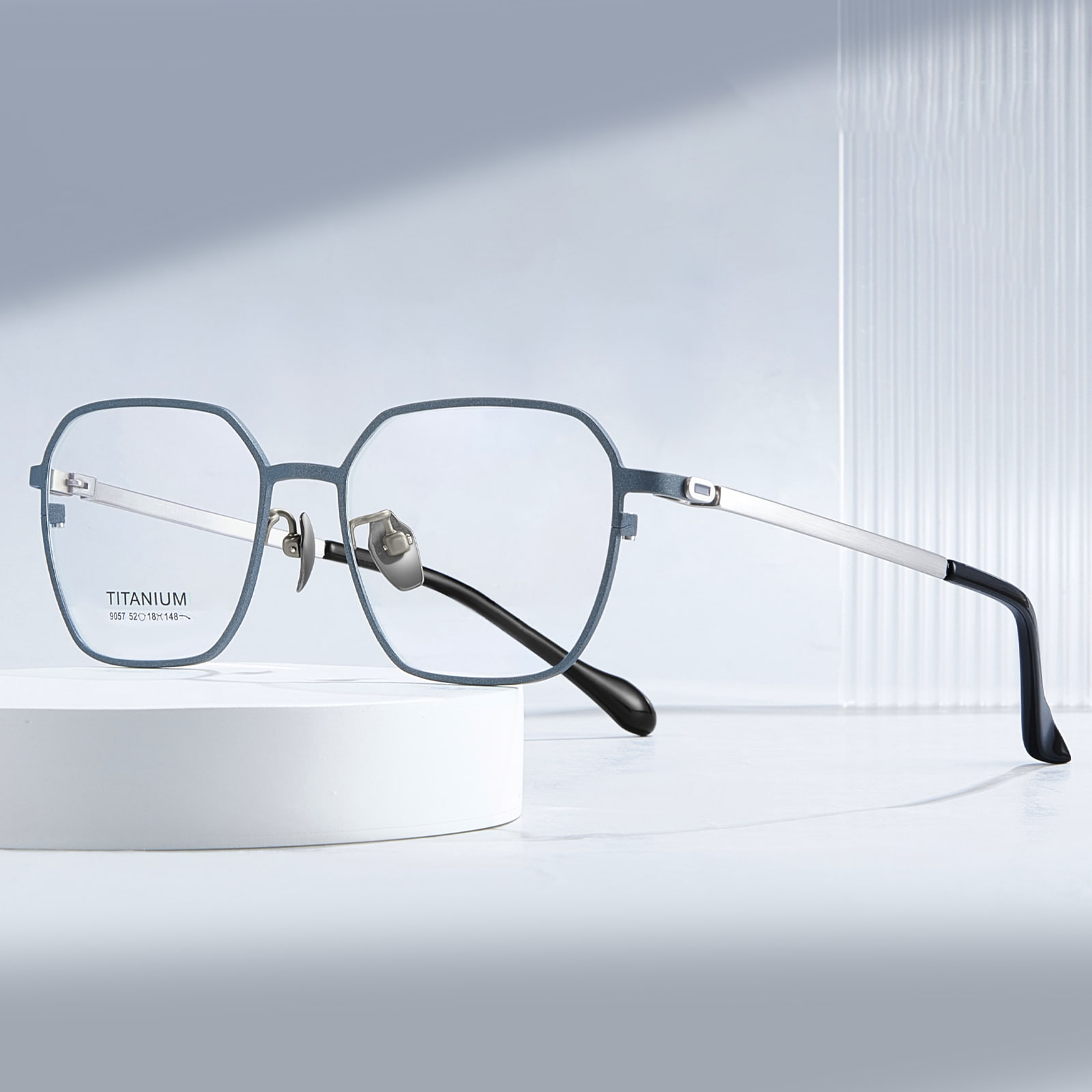 9057 Hexagonal Cut Personalized Pure Titanium Glasses