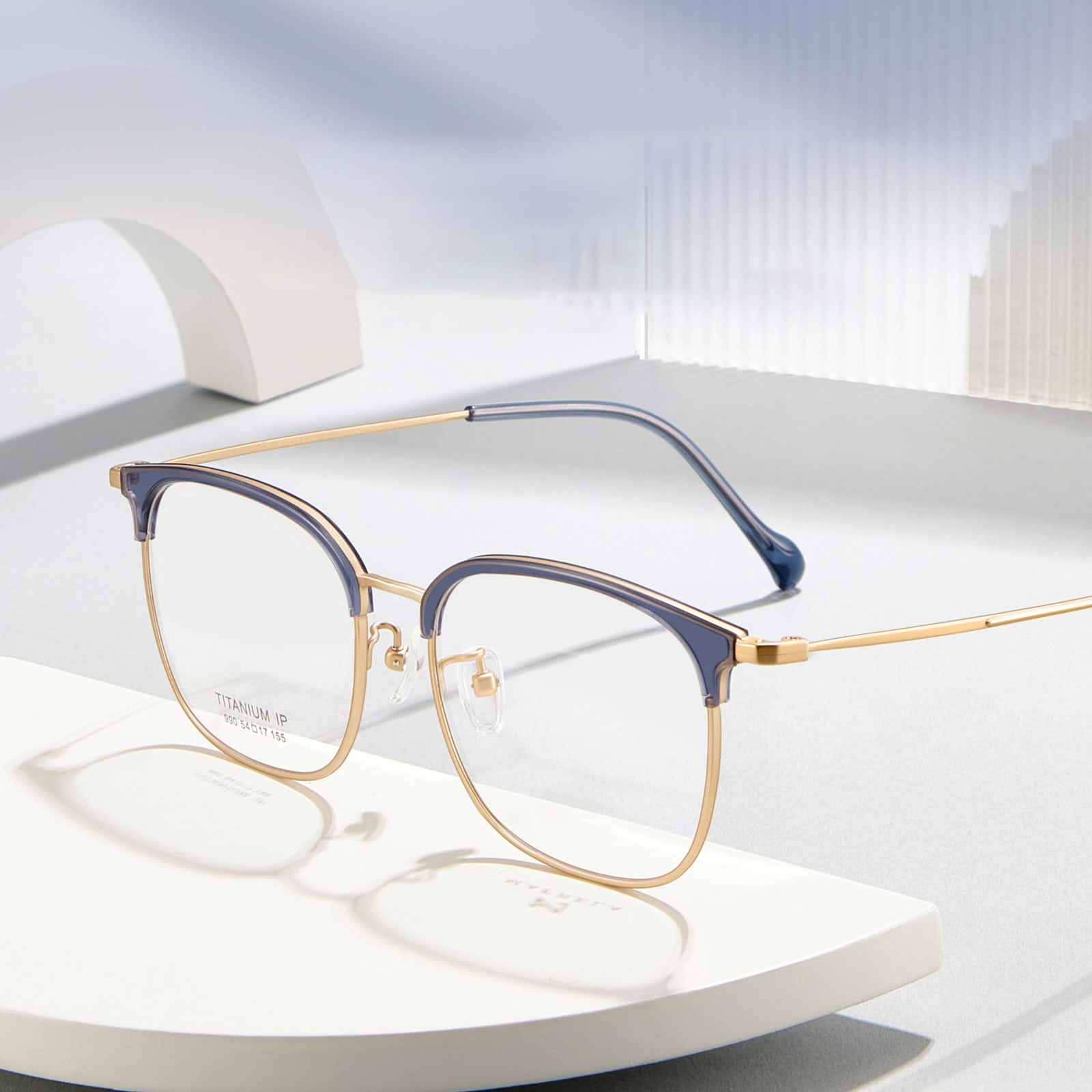 990 Eyebrow Frame Commuting Sweat-Resistant Pure Titanium Glasses