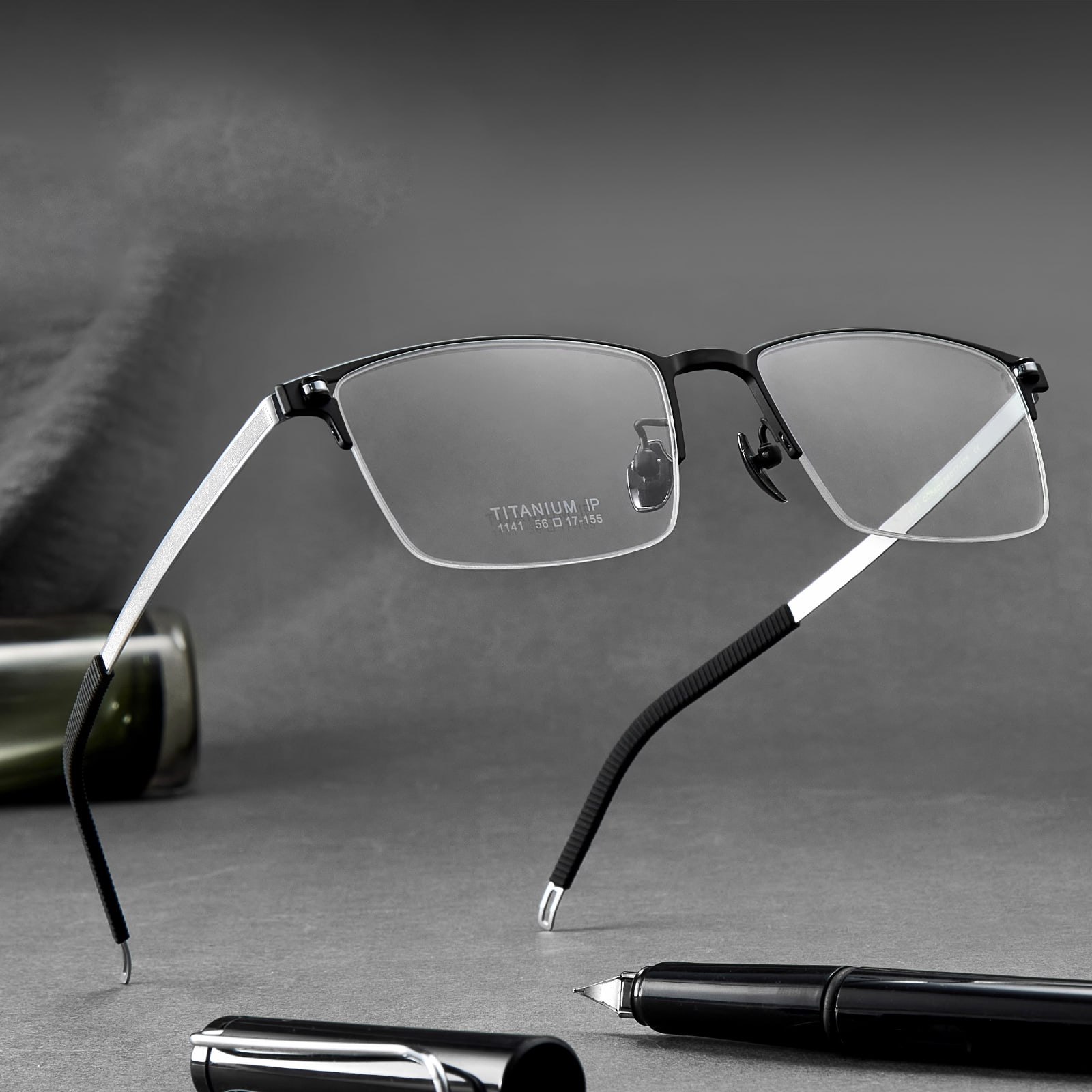 1141 Brushed Half Frame Non-Painted Pure Titanium Glasses