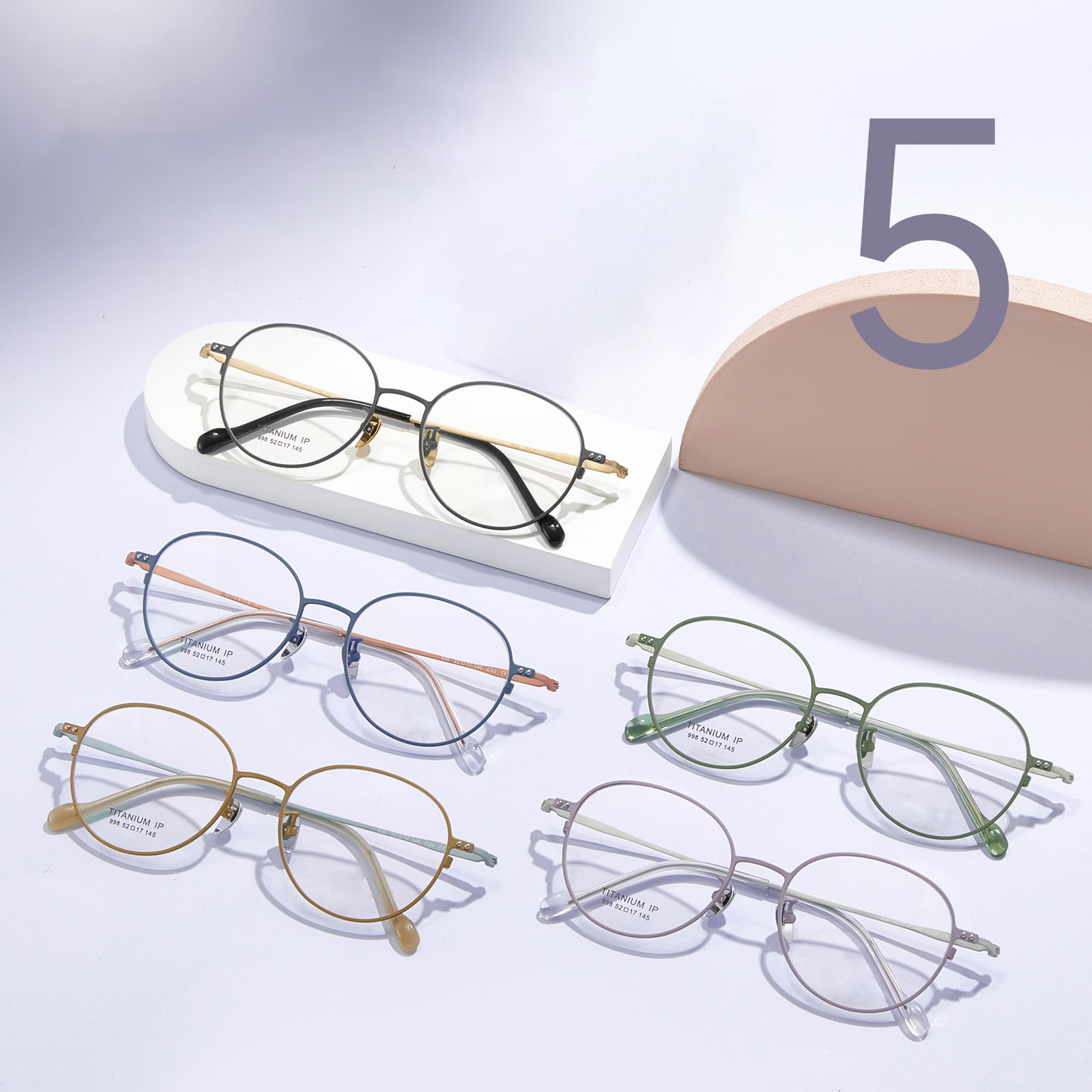 998 Ultra-Thin Frame Crystal Plate Foot Cover Pure Titanium Glasses