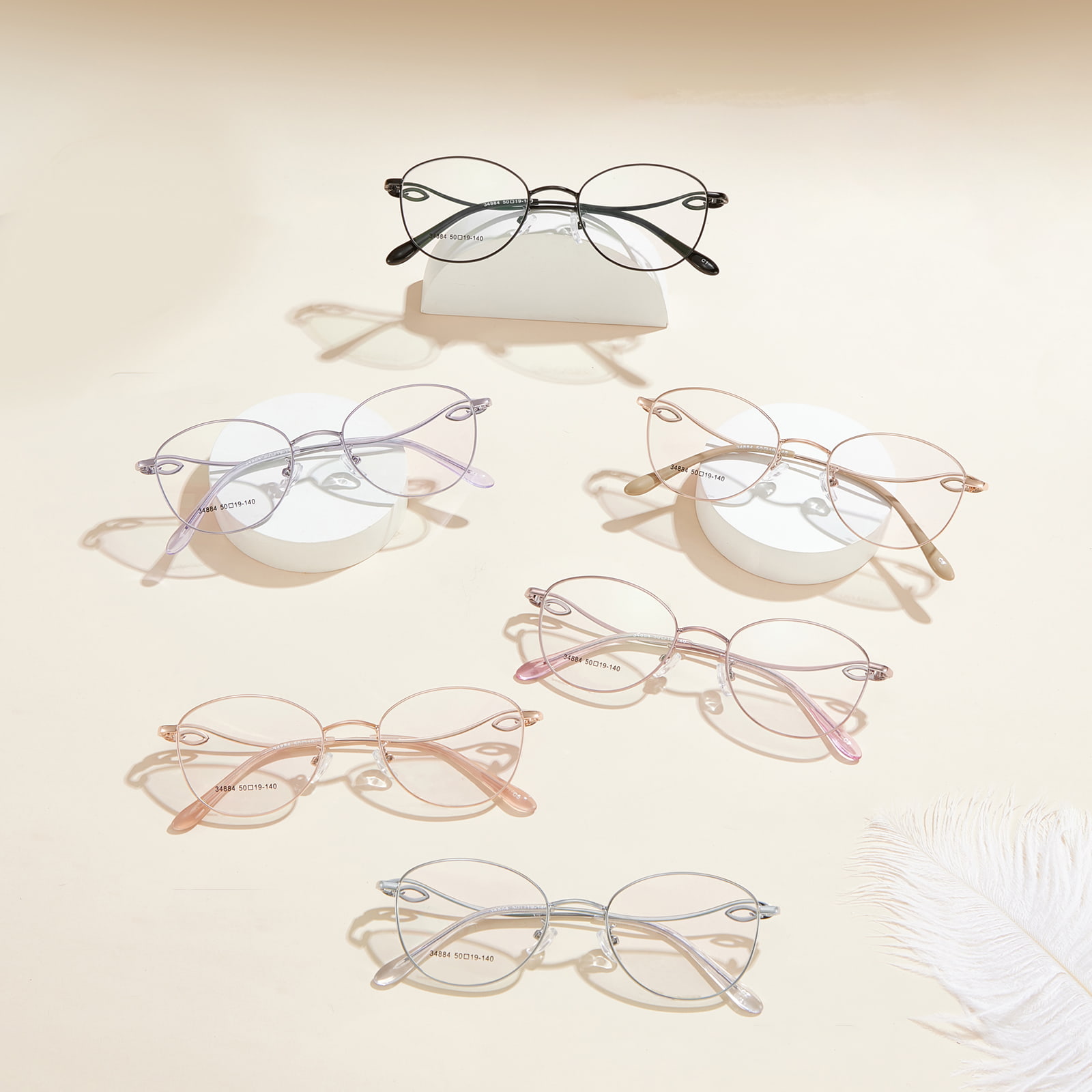 34884 Gentle Double-Sided Carved Alloy Glasses