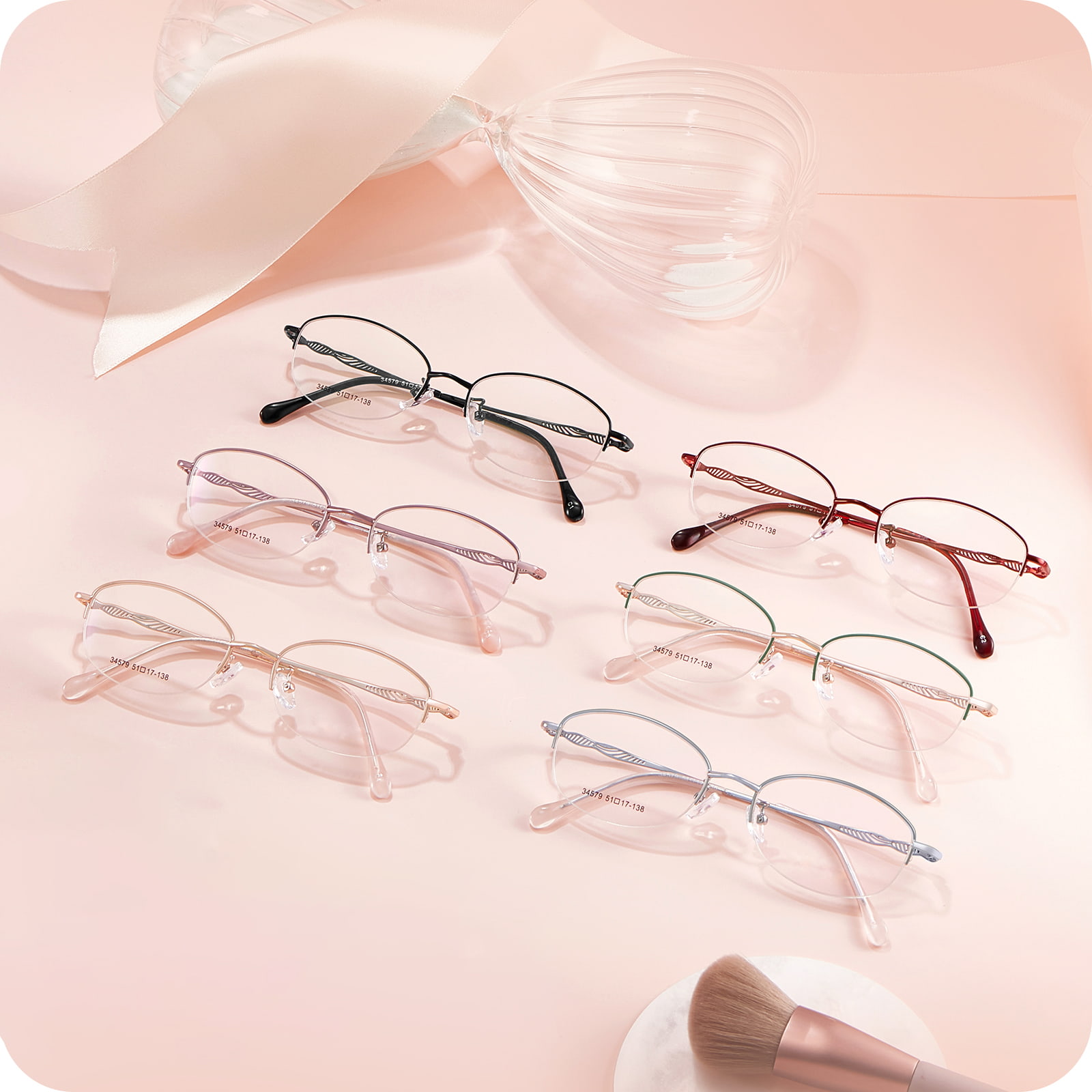 34579 Office Asymmetric Hollow Line Alloy Glasses