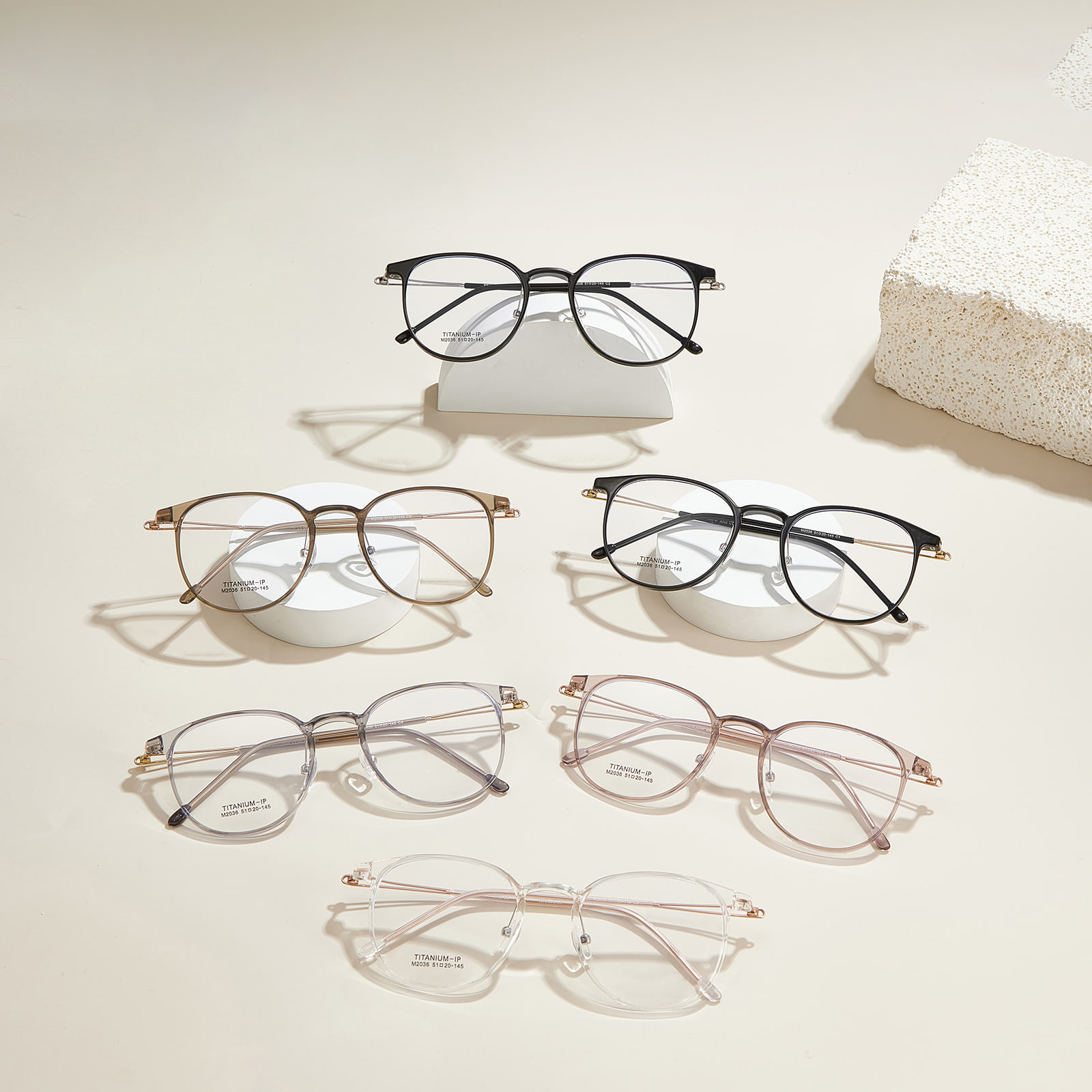 M2036 Rounded Lines Without Pressing the Ears β Titanium Glasses