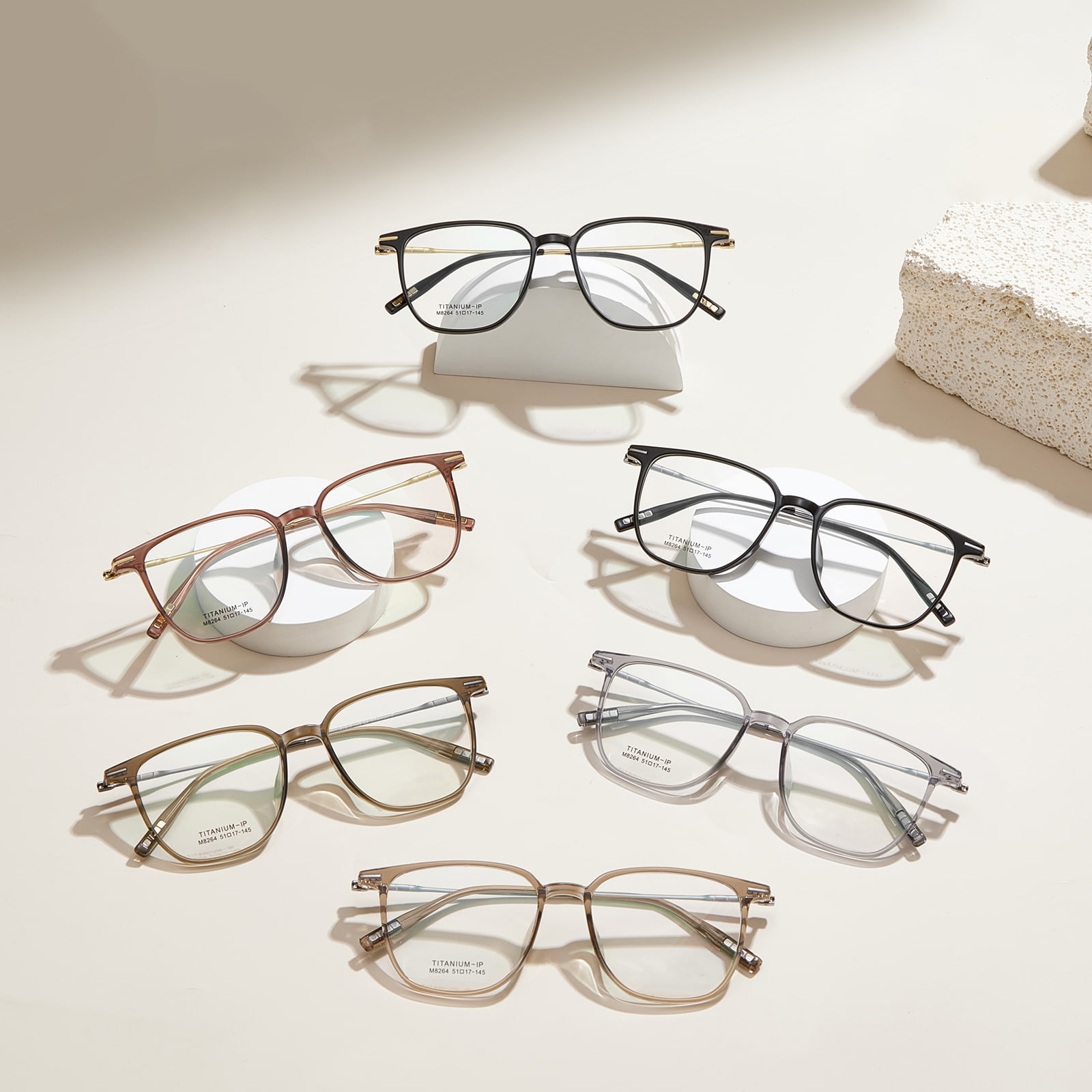 M8264 Lightweight and Durable Bamboo β Titanium Glasses