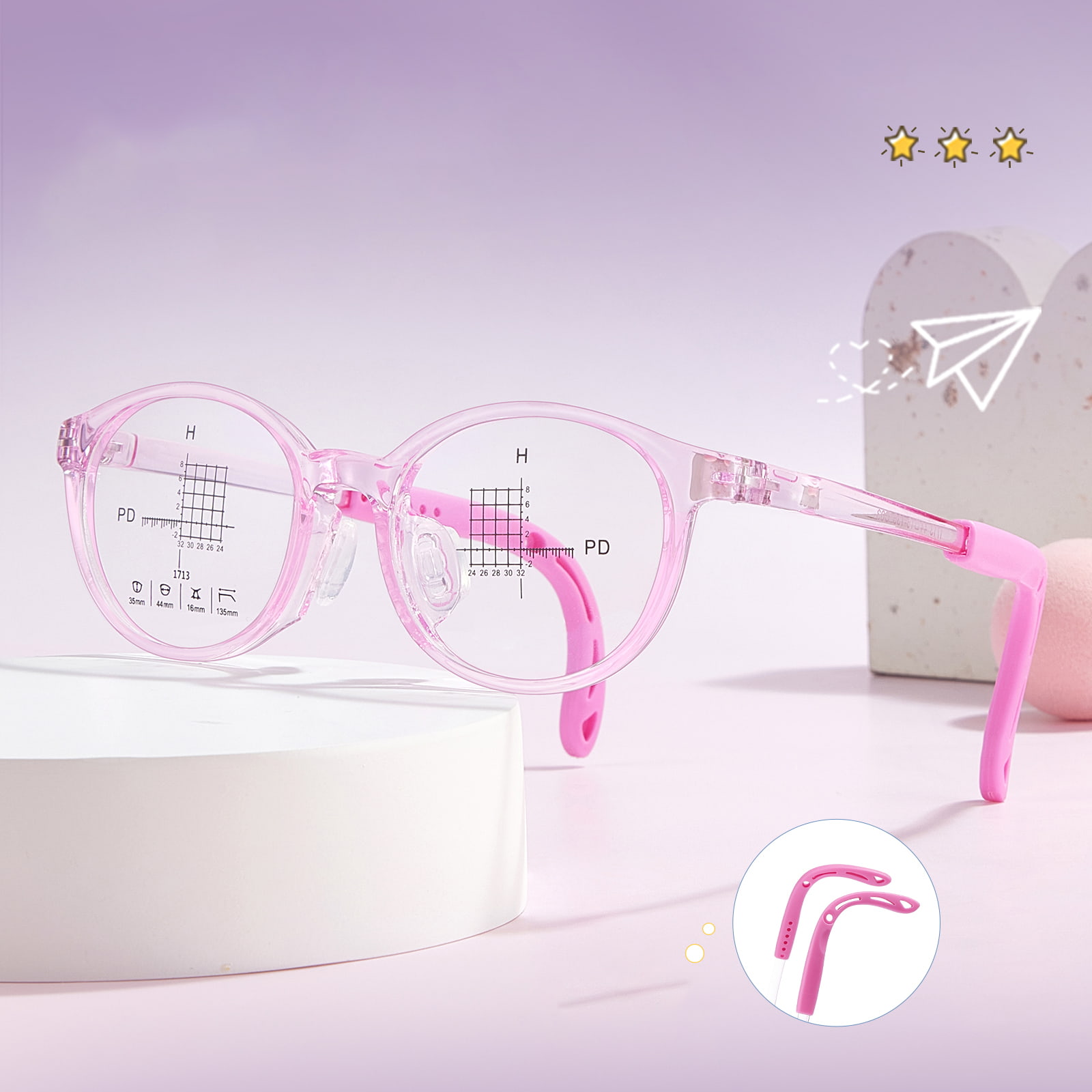 1713 Adjustable Temples Comfortable Soft Silicone Nose Pads Glasses