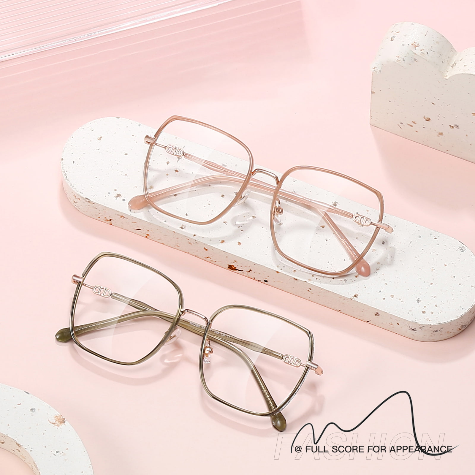 2288 Thickened Wide-Rim Glitter Large Frame Anti-Blue Light Glasses