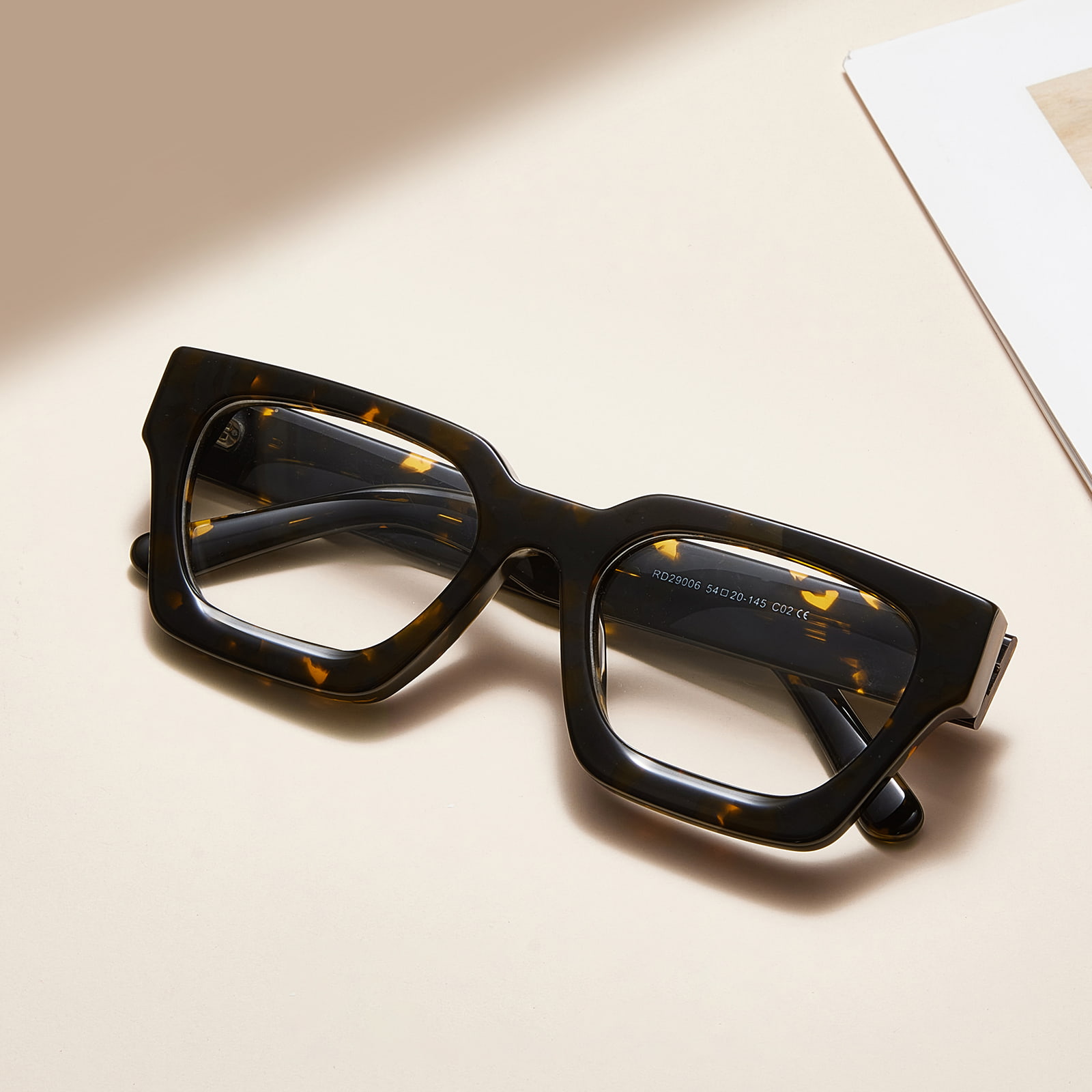 RD29006 Rough Square Frame Hinged Acetate Glasses