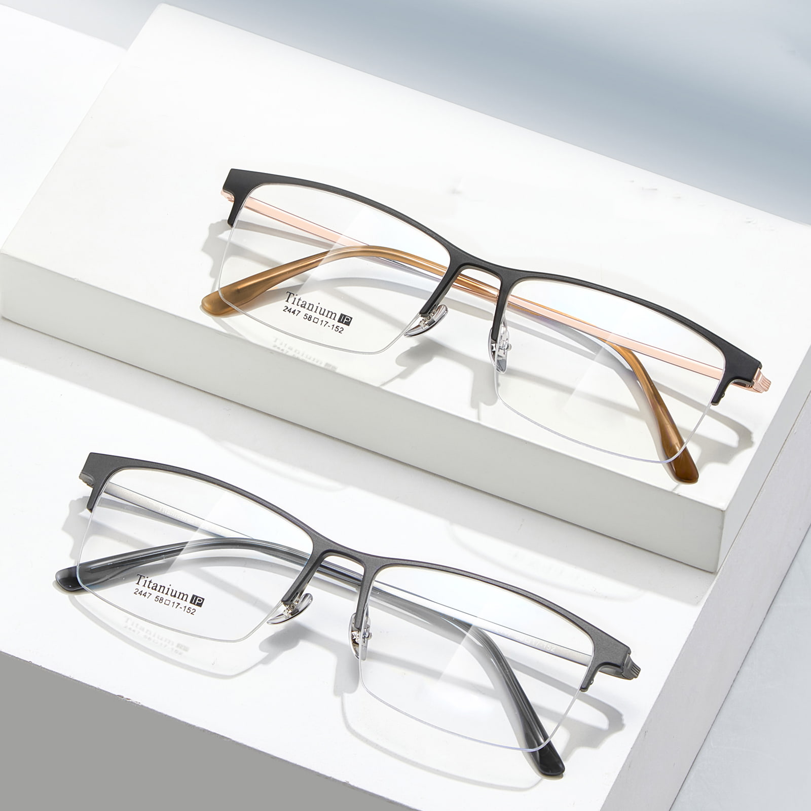 2447 Computer Office Large Half Frame Aluminum Magnesium Glasses