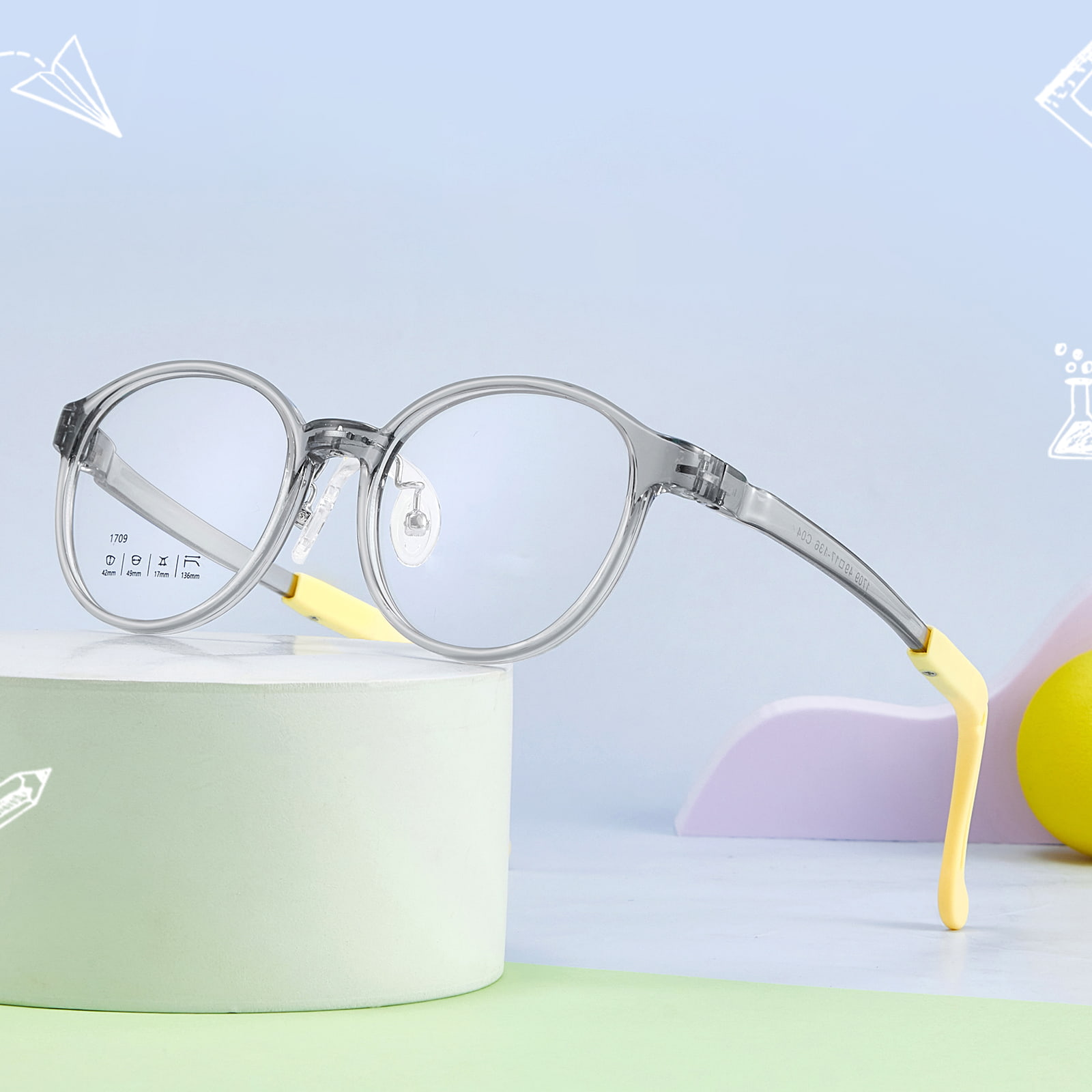 1709 Children's Impact-Resistant and Flexible Soft Silicone Nose Pad Glasses