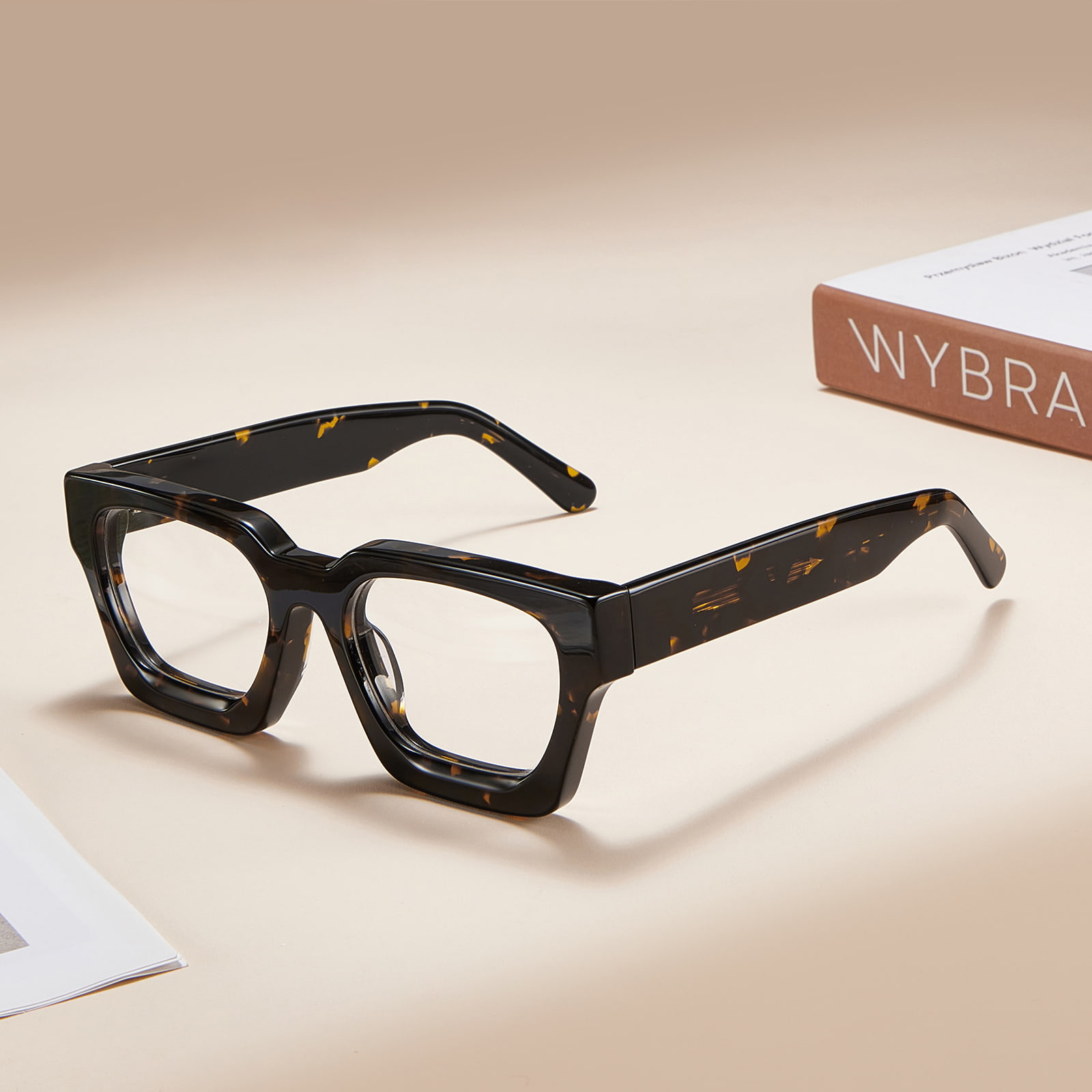 RD29006 Rough Square Frame Hinged Acetate Glasses