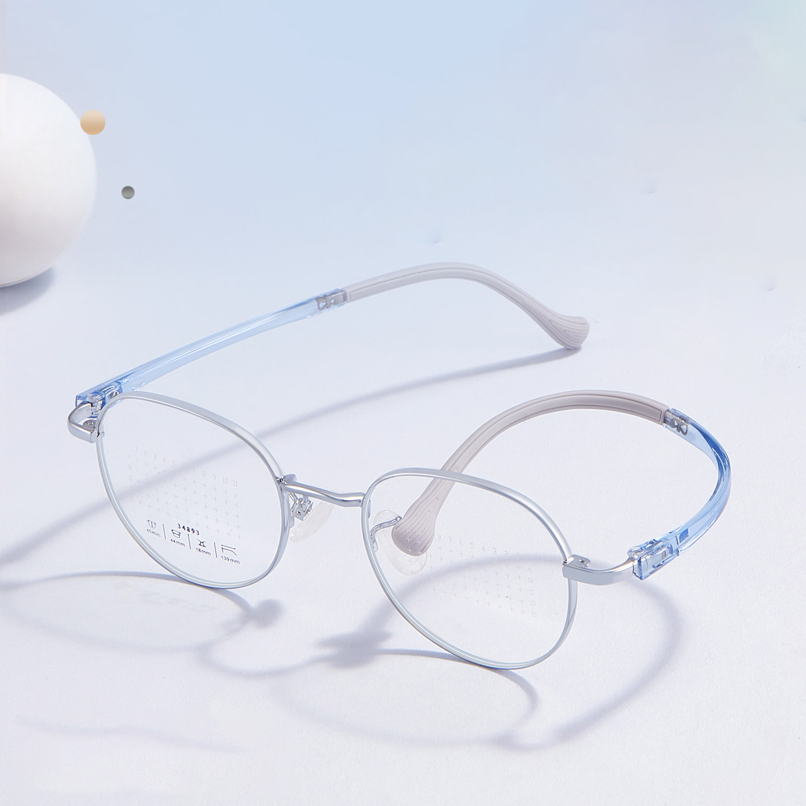 34893 Round Frame Defocus Prevention Lens Alloy Glasses