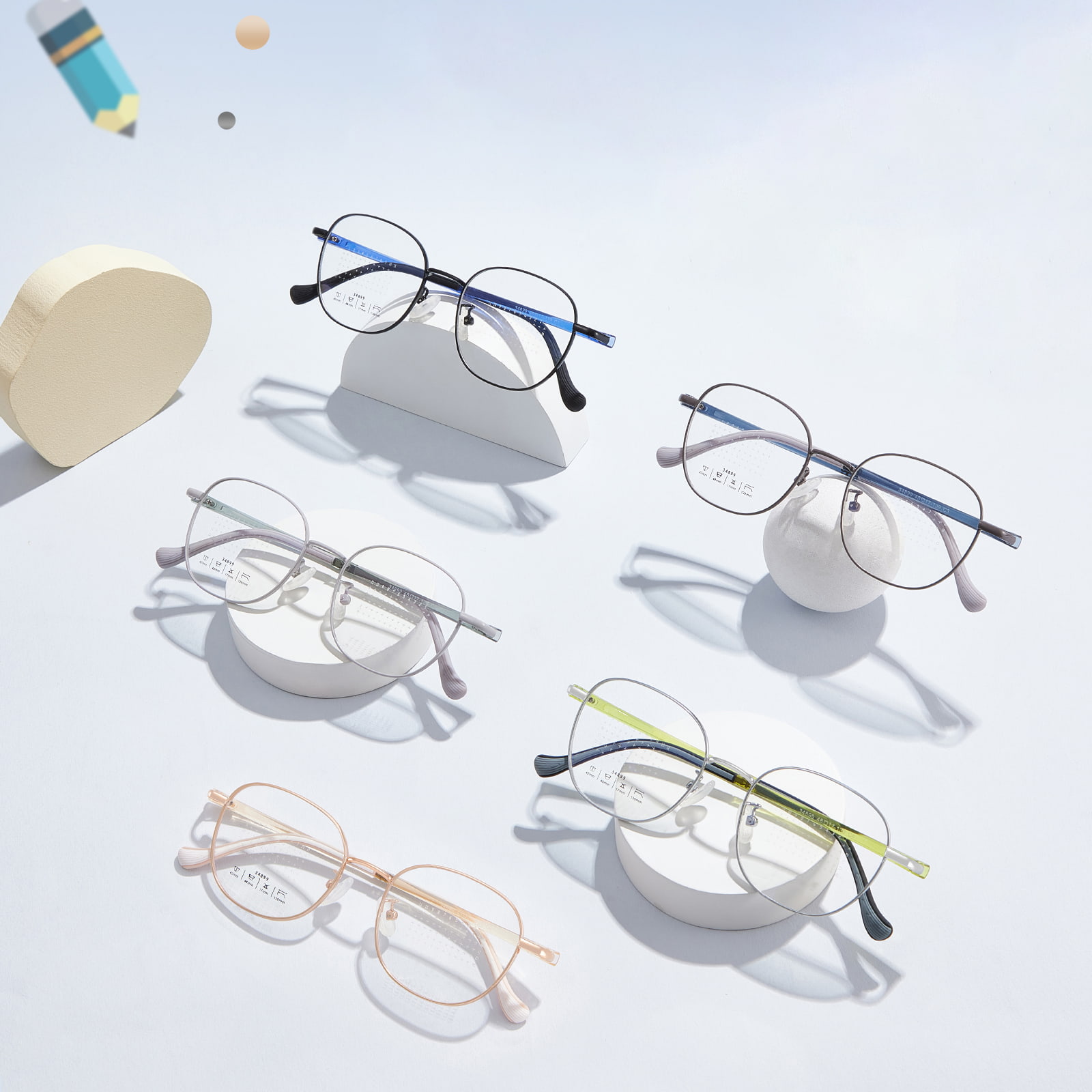 34899 Round Frame TR90 Temples Without Pressing the Bridge of the Nose Alloy Glasses