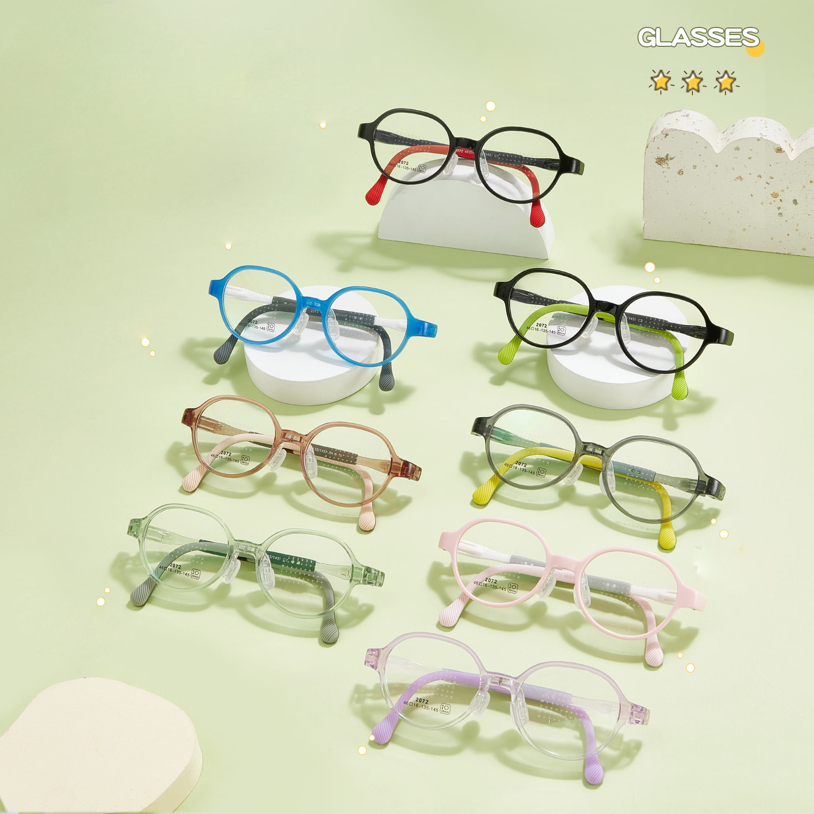 2072 Student Bow Hinge Wear-Resistant Soft Silicone Nose Pad Glasses