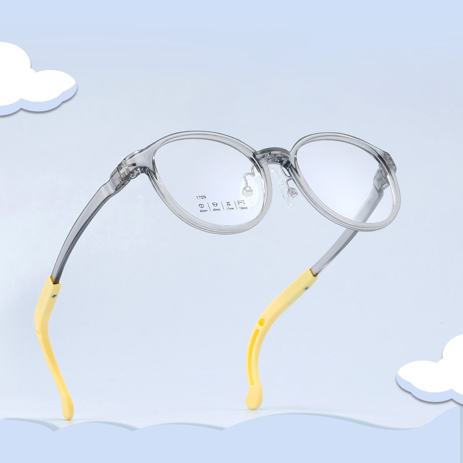 1709 Children's Impact-Resistant and Flexible Soft Silicone Nose Pad Glasses