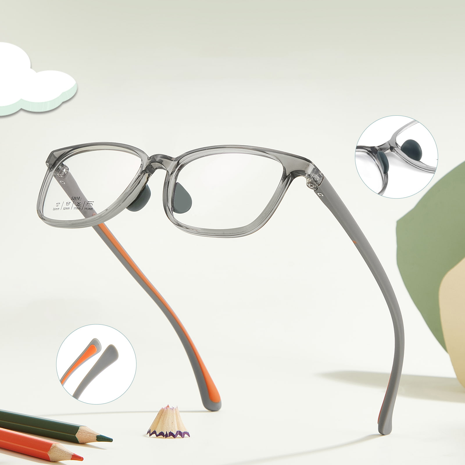 52010 Two-Tone TR Frame Detachable Soft Silicone Nose Pads Glasses