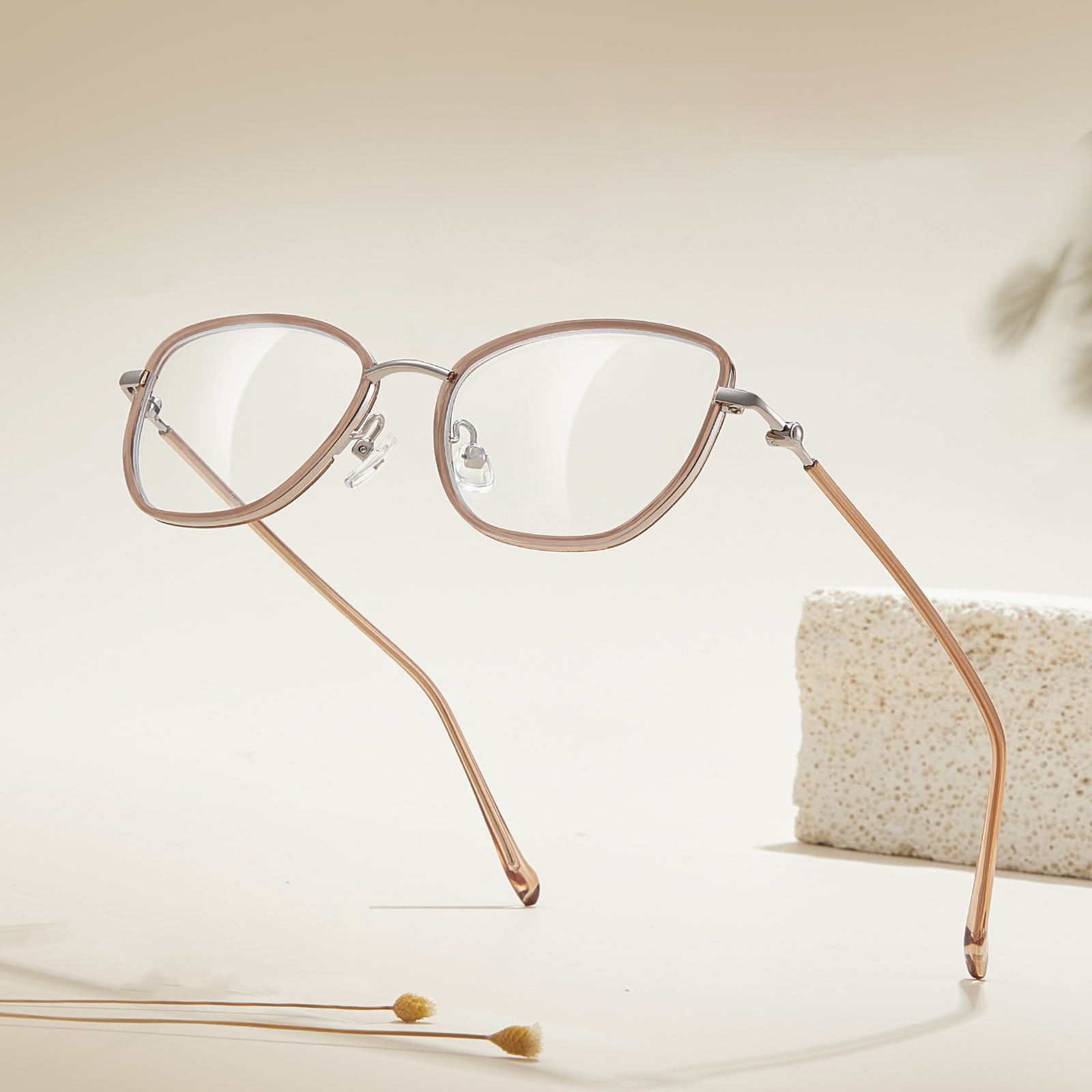 TQ5776 Gold Glue Inner Ring Lightly Bounces the Temples to Block Blue Light Glasses